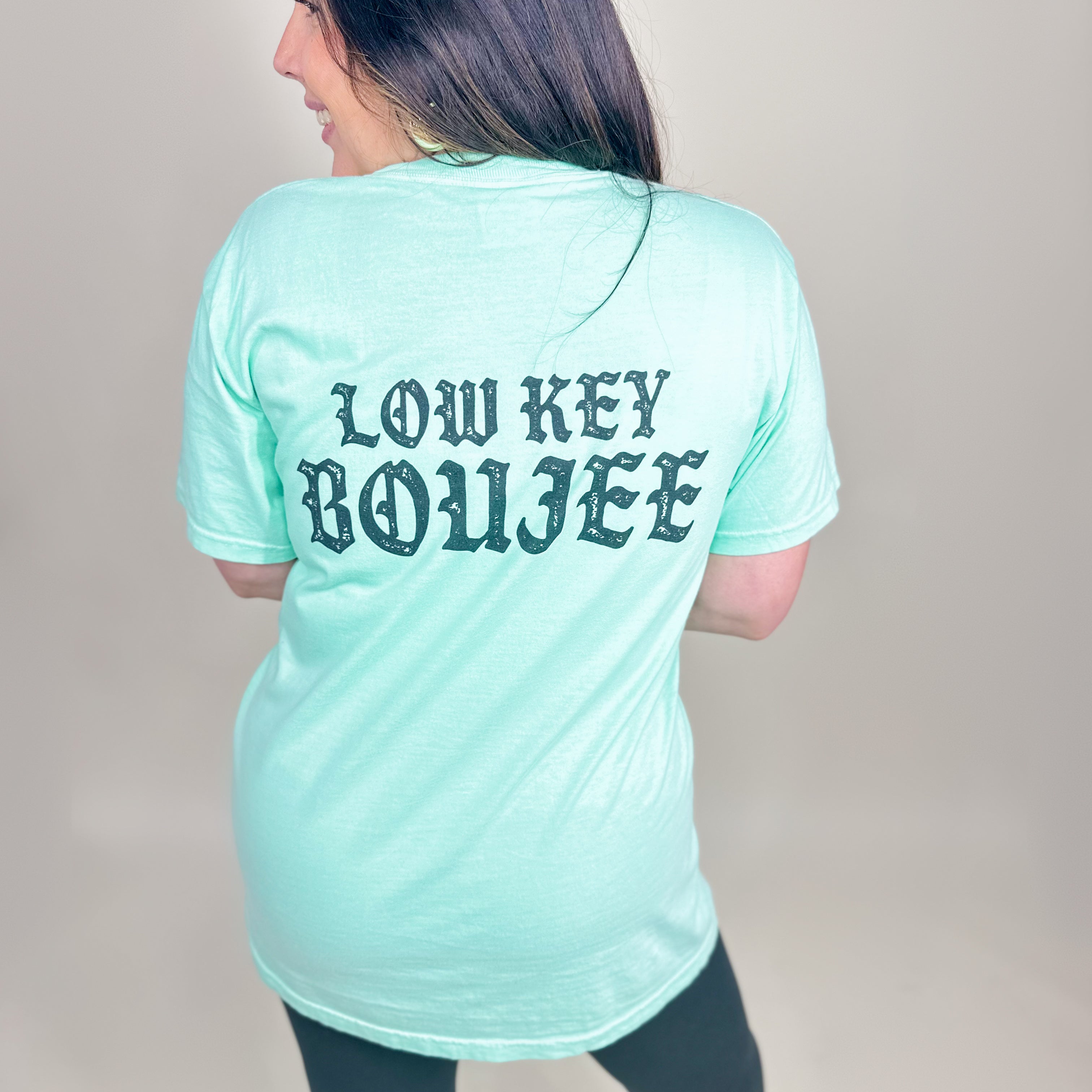 Low Key Heathered Boho Boujee Graphic Tee-130 Graphic Tees-Heathered Boho-Heathered Boho Boutique, Women's Fashion and Accessories in Palmetto, FL