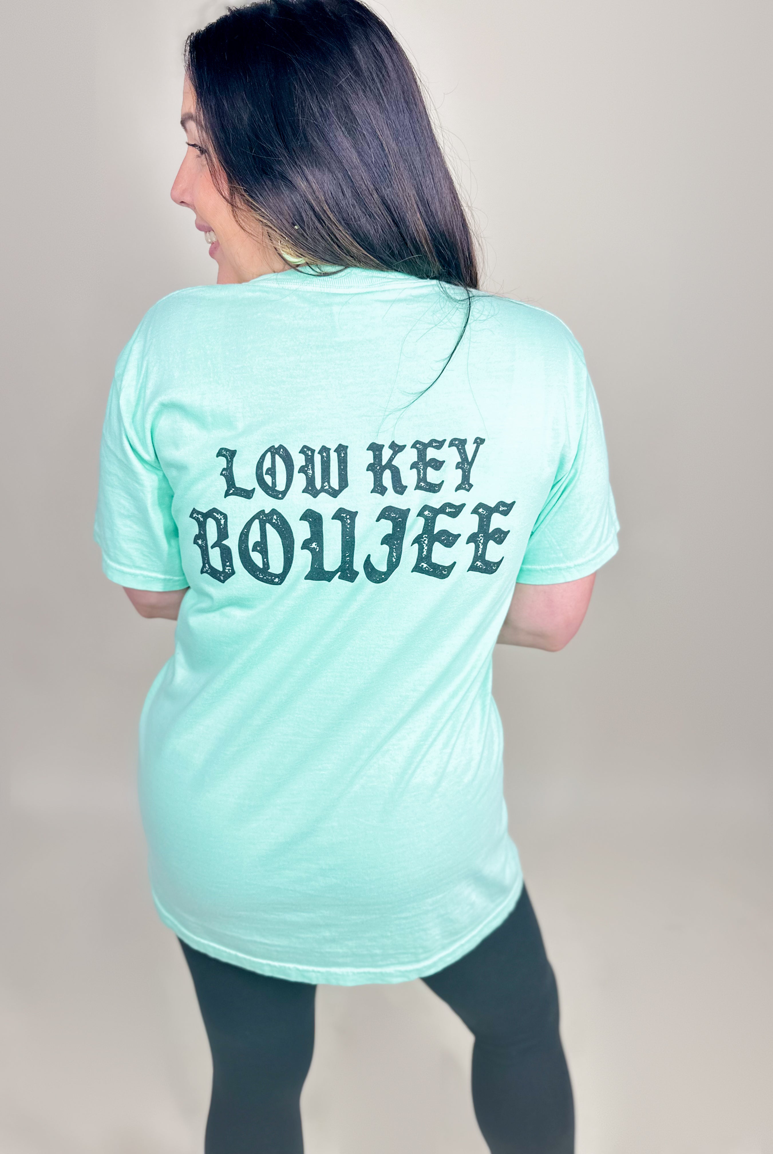 Low Key Heathered Boho Boujee Graphic Tee-130 Graphic Tees-Heathered Boho-Heathered Boho Boutique, Women's Fashion and Accessories in Palmetto, FL