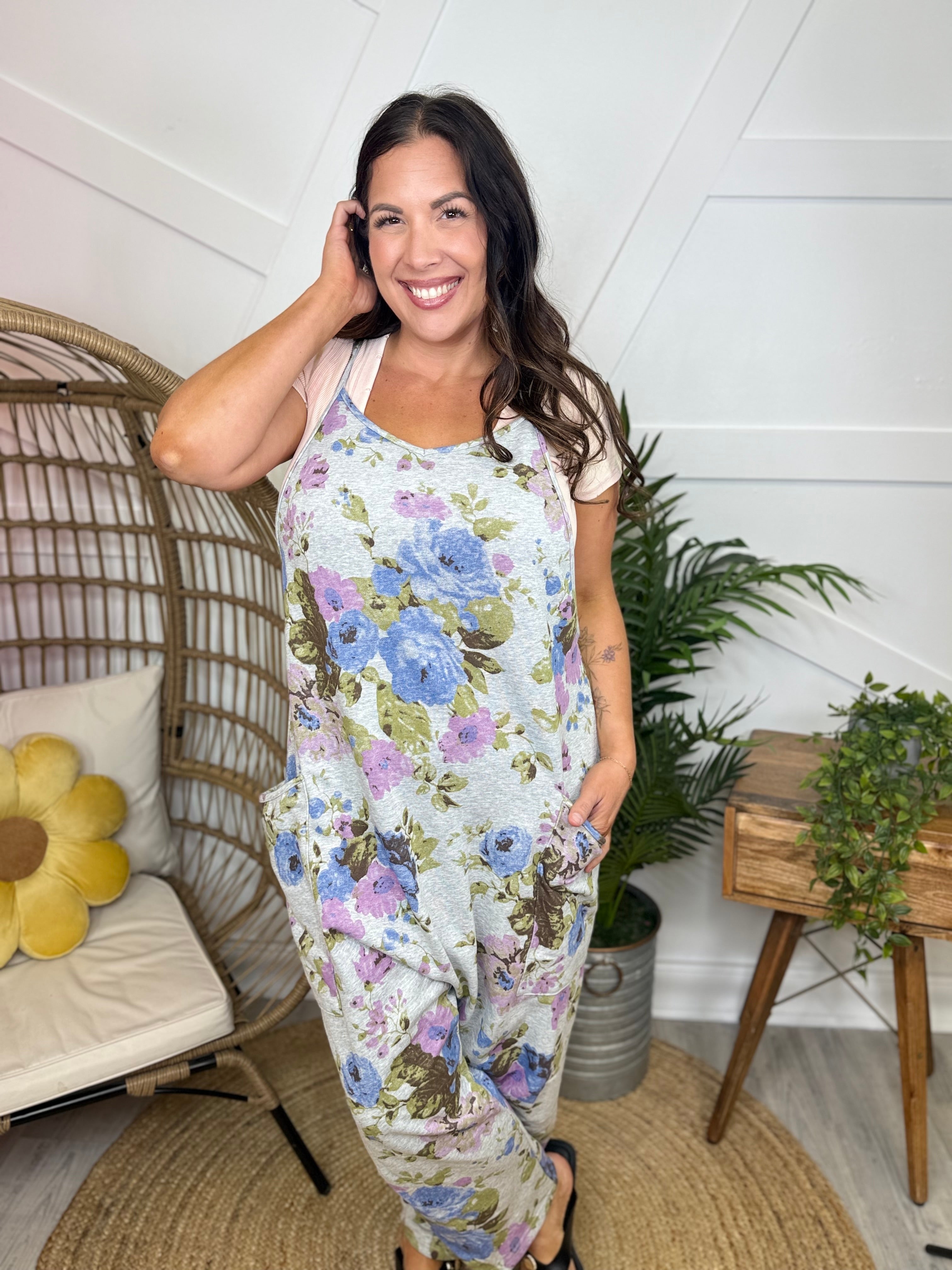 Flower Garden Jumpsuit-230 DRESSES/JUMPSUITS/ROMPERS-Davi & Dani-Heathered Boho Boutique, Women's Fashion and Accessories in Palmetto, FL