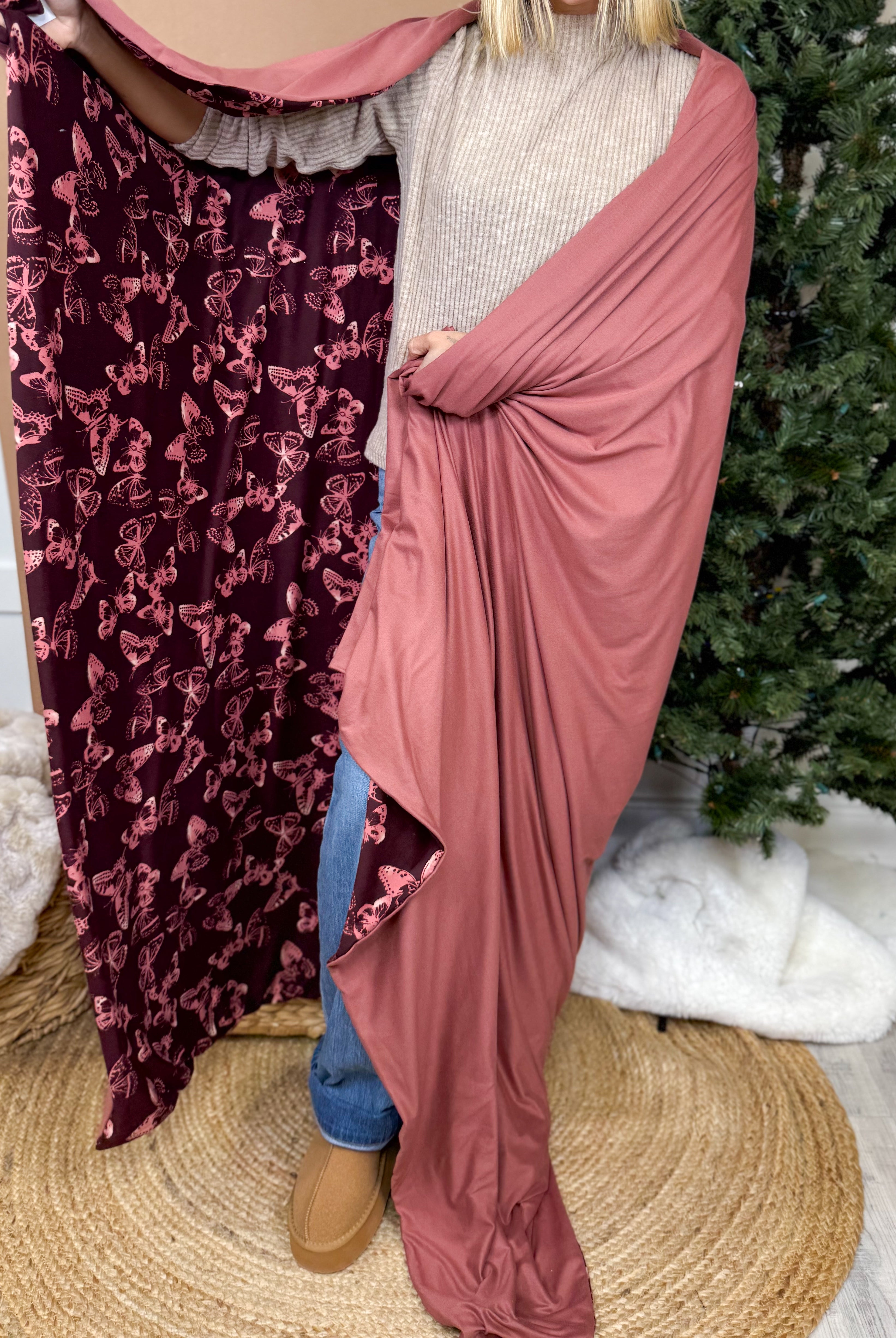 Berry Butterflys Dreamer Blanket-340 Other Accessories-Heathered Boho-Heathered Boho Boutique, Women's Fashion and Accessories in Palmetto, FL