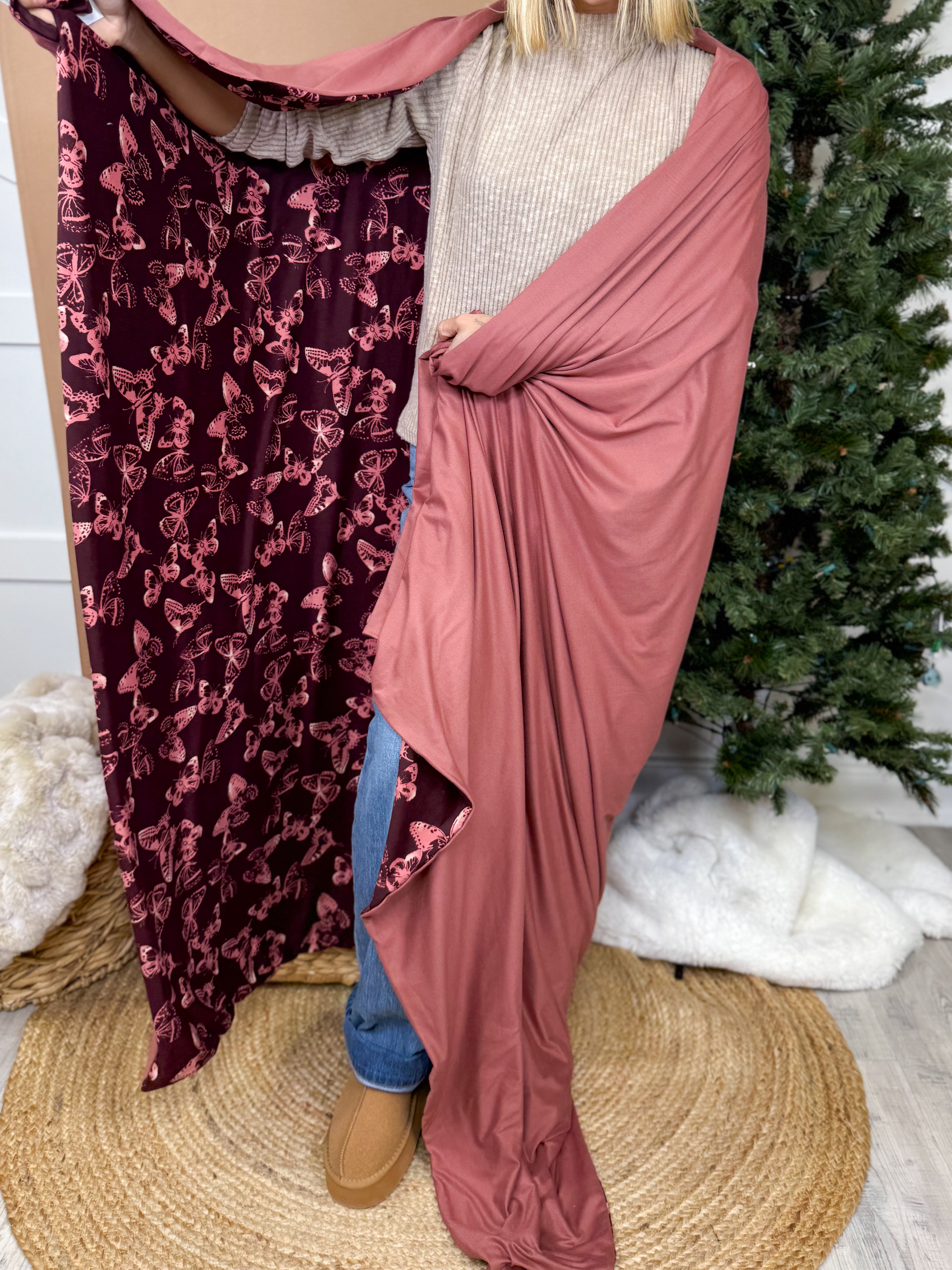 Berry Butterflys Dreamer Blanket-340 Other Accessories-Heathered Boho-Heathered Boho Boutique, Women's Fashion and Accessories in Palmetto, FL