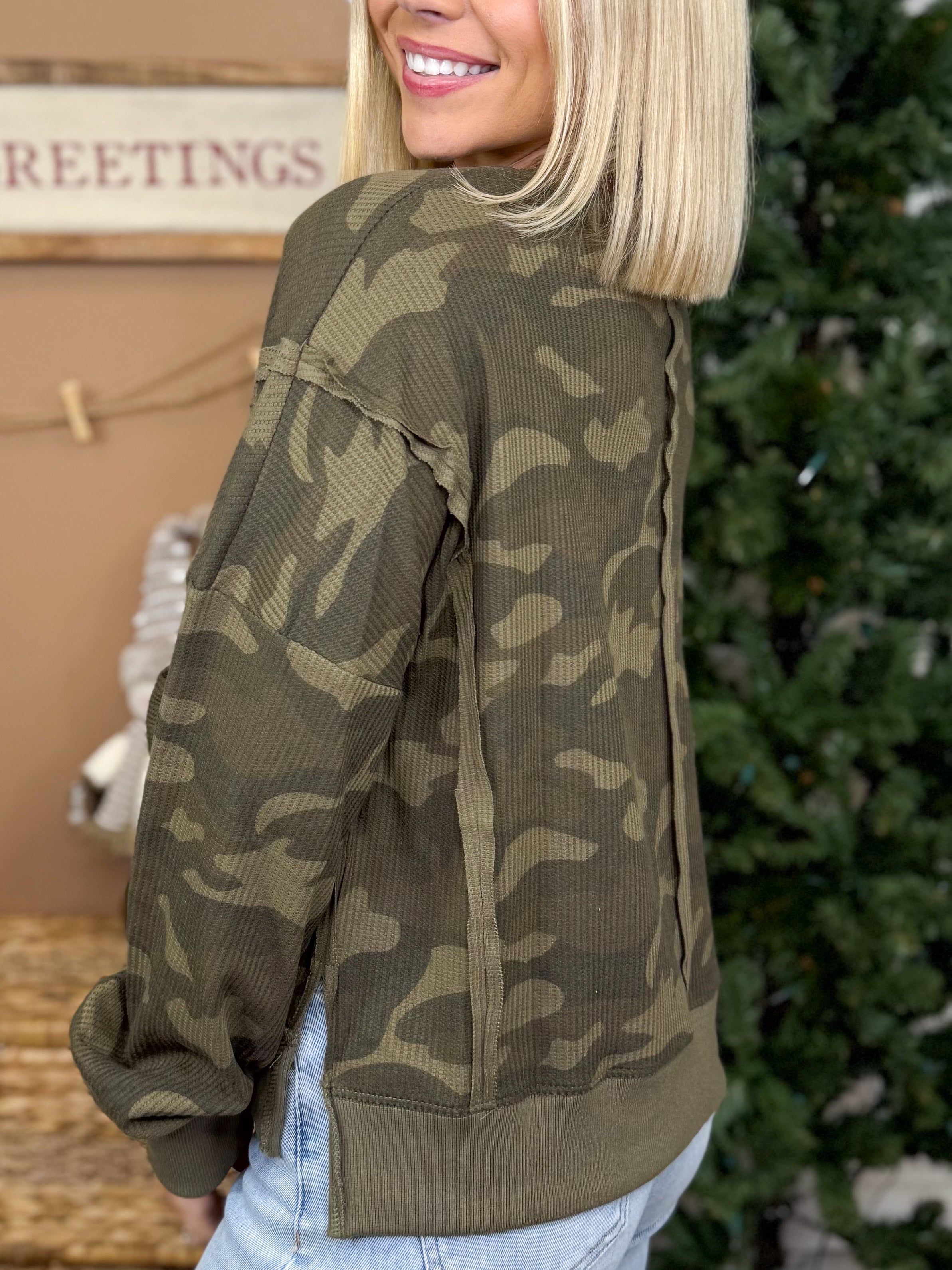 Look Again Top-120 LONG SLEEVE TOPS-BIBI-Heathered Boho Boutique, Women's Fashion and Accessories in Palmetto, FL