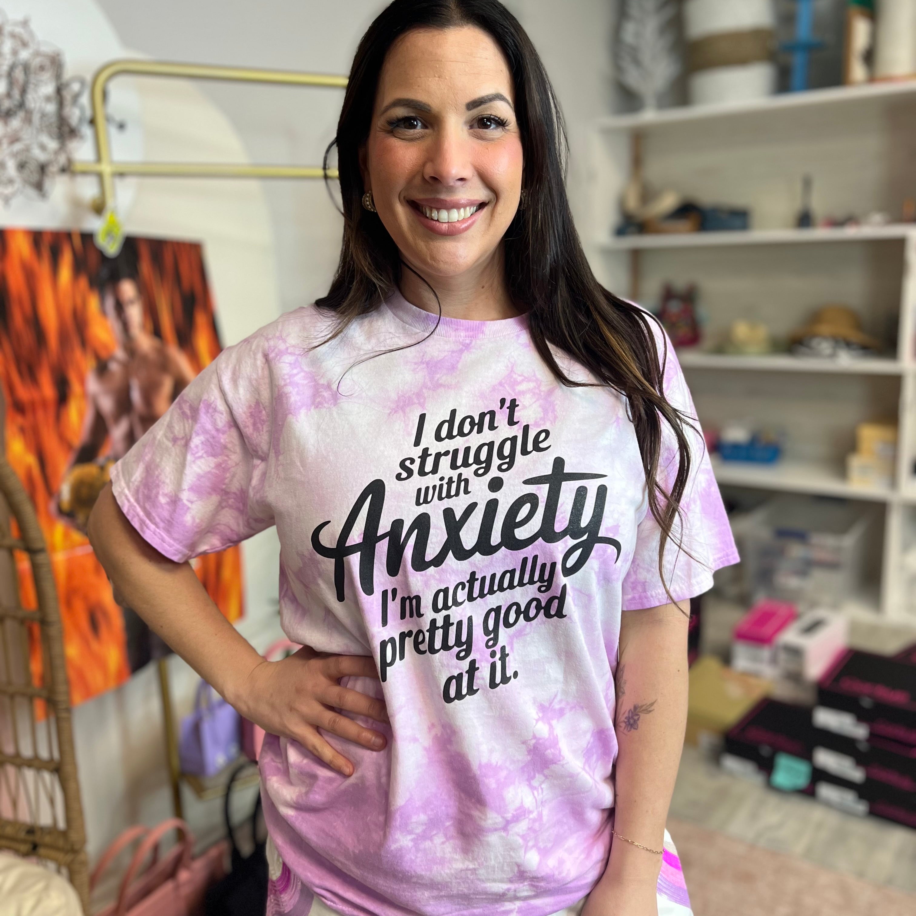 Struggle With Anxiety Graphic Tee - Lilac-130 Graphic Tees-Heathered Boho-Heathered Boho Boutique, Women's Fashion and Accessories in Palmetto, FL