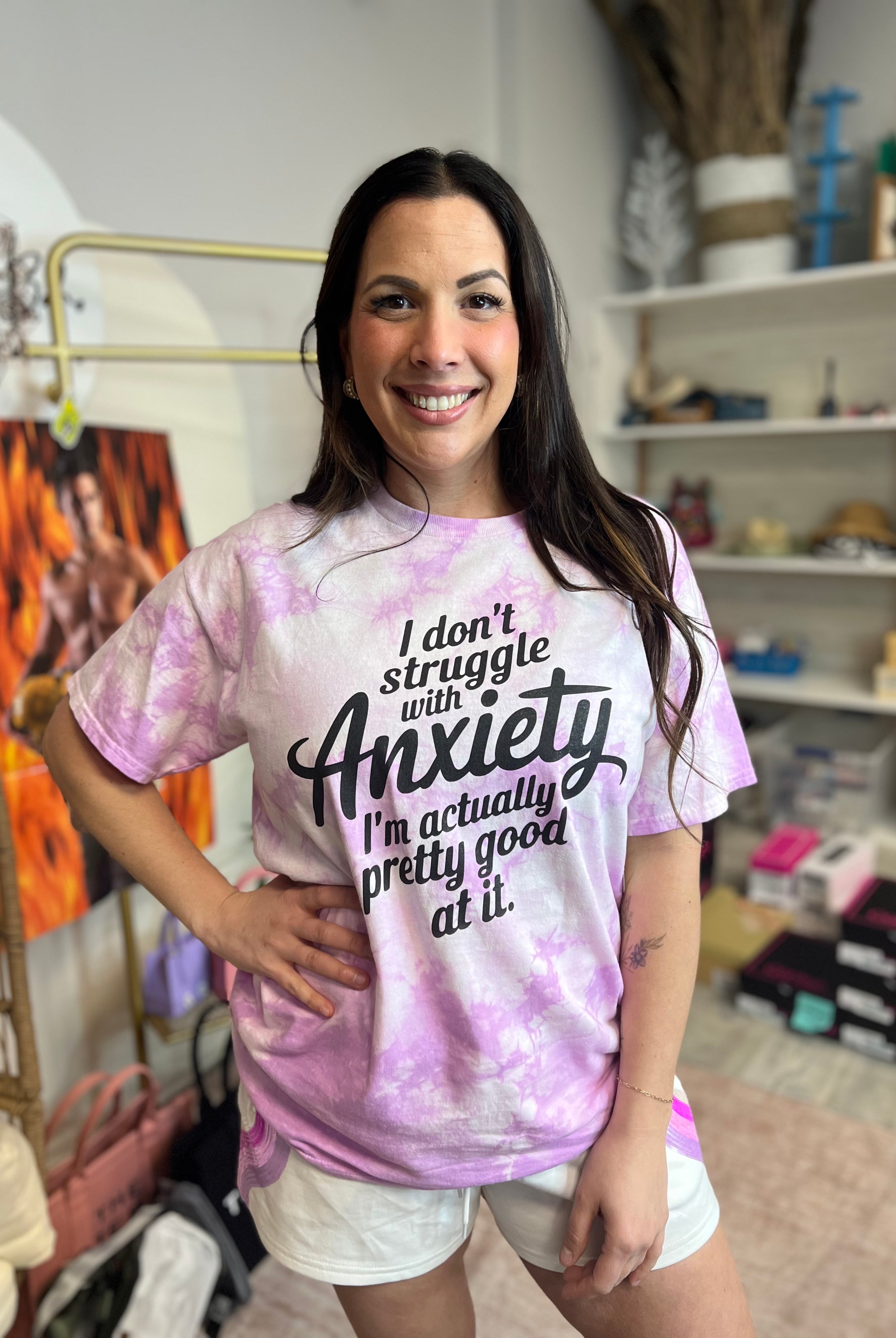Struggle With Anxiety Graphic Tee - Lilac-130 Graphic Tees-Heathered Boho-Heathered Boho Boutique, Women's Fashion and Accessories in Palmetto, FL