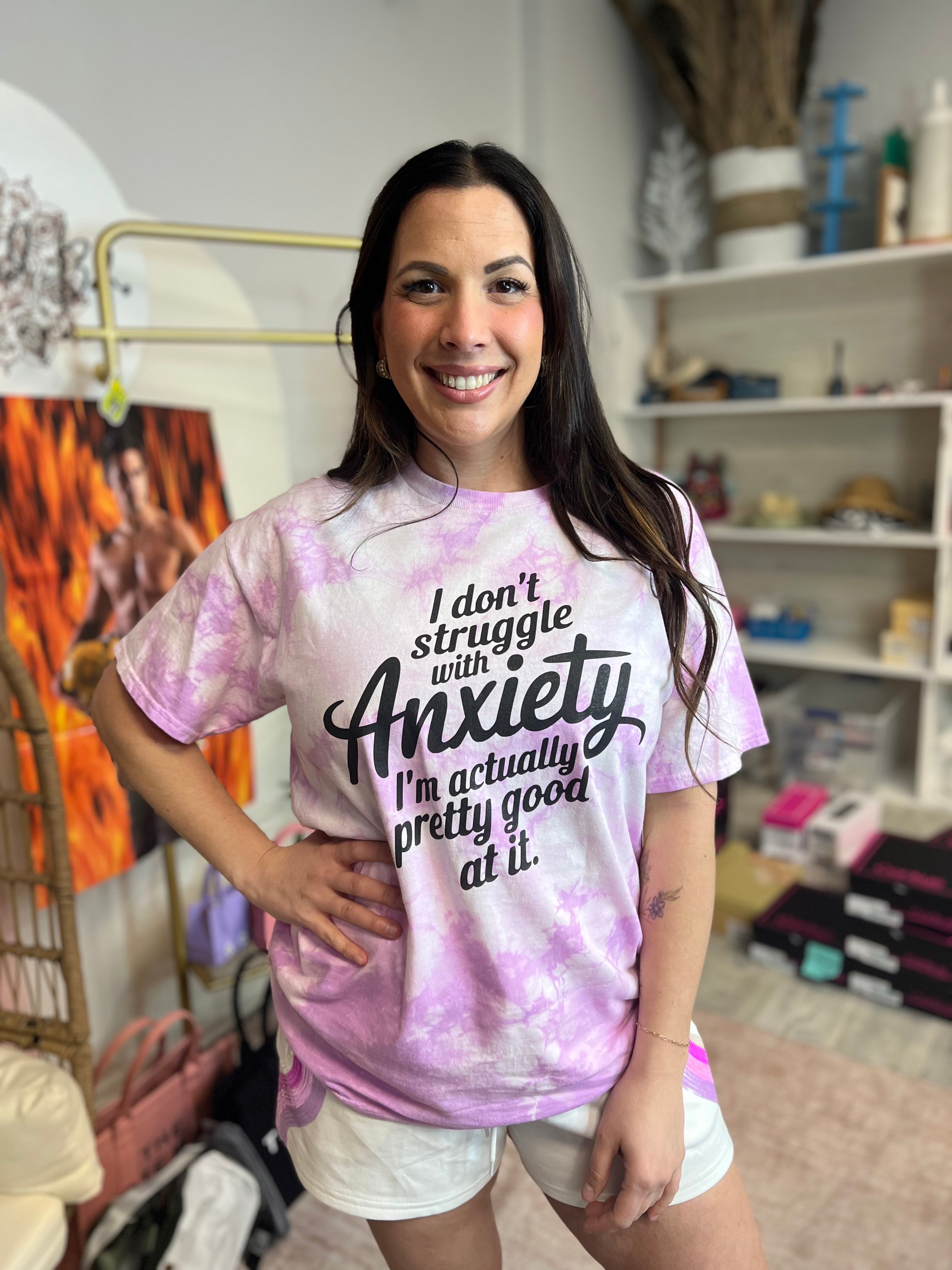 Struggle With Anxiety Graphic Tee - Lilac-130 Graphic Tees-Heathered Boho-Heathered Boho Boutique, Women's Fashion and Accessories in Palmetto, FL