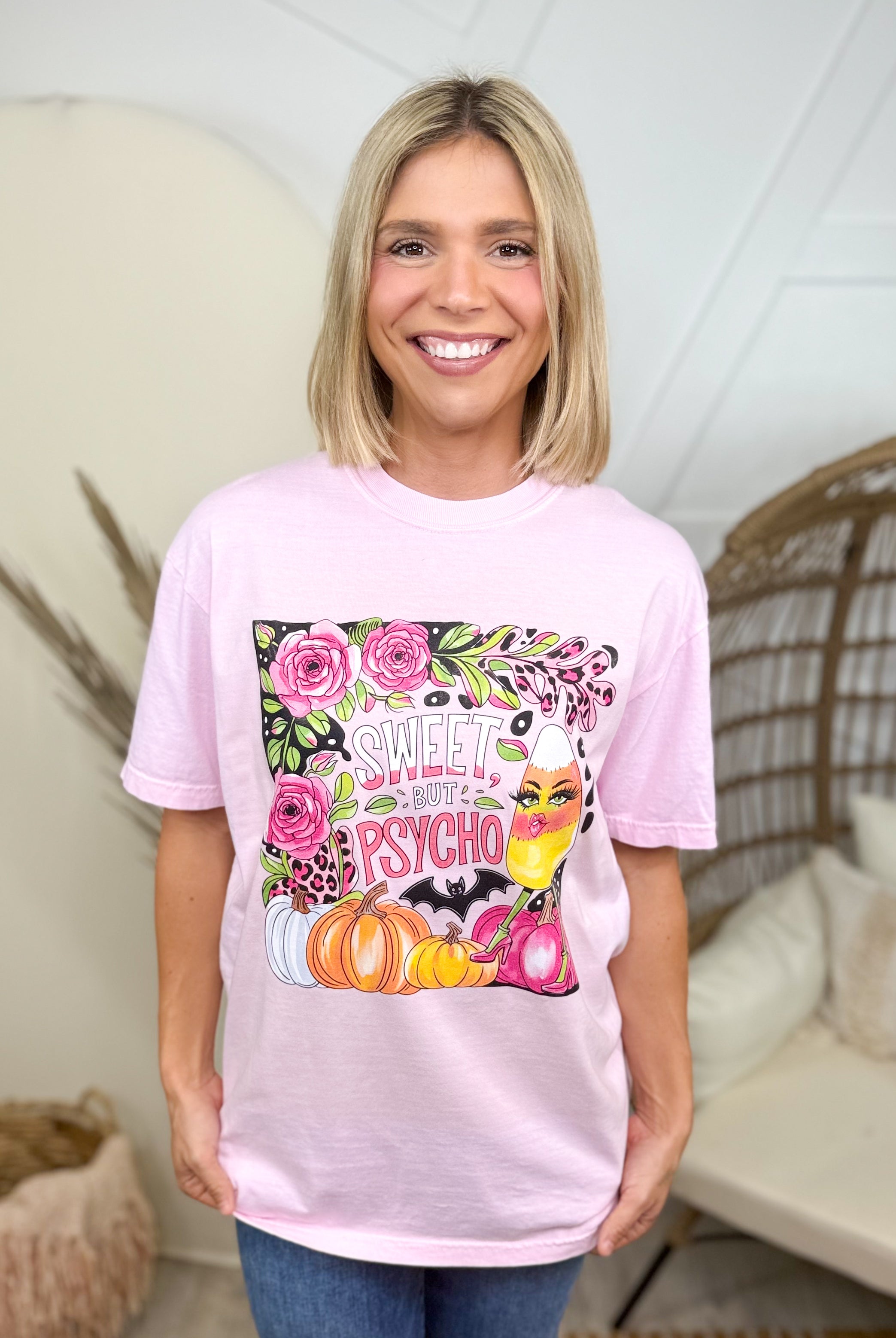Sweet But Psycho Graphic Tee-130 Graphic Tees-Heathered Boho-Heathered Boho Boutique, Women's Fashion and Accessories in Palmetto, FL