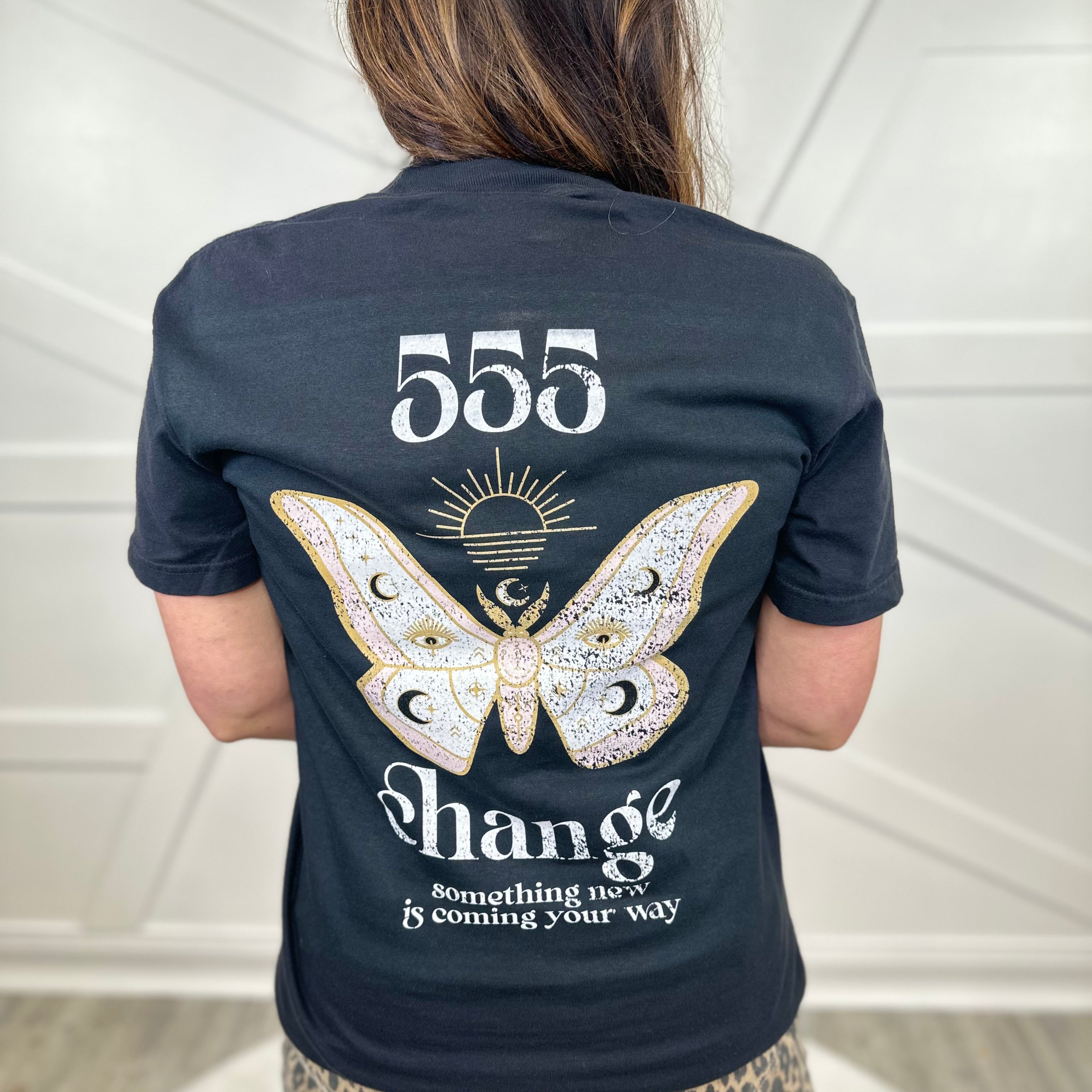 555 Angel Numbers Graphic Tee-130 Graphic Tees-Heathered Boho-Heathered Boho Boutique, Women's Fashion and Accessories in Palmetto, FL