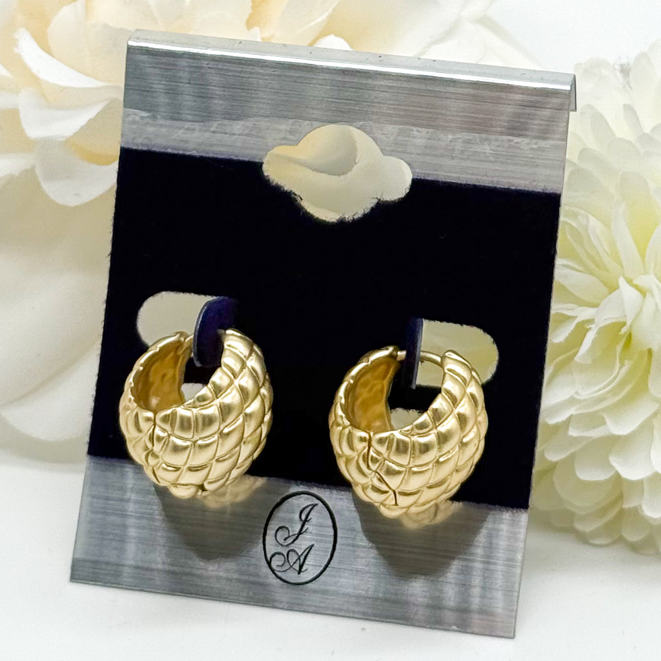 Basket Weave Designer Huggies-310 Jewelry-Joseph Anthony NY, Inc-Heathered Boho Boutique, Women's Fashion and Accessories in Palmetto, FL