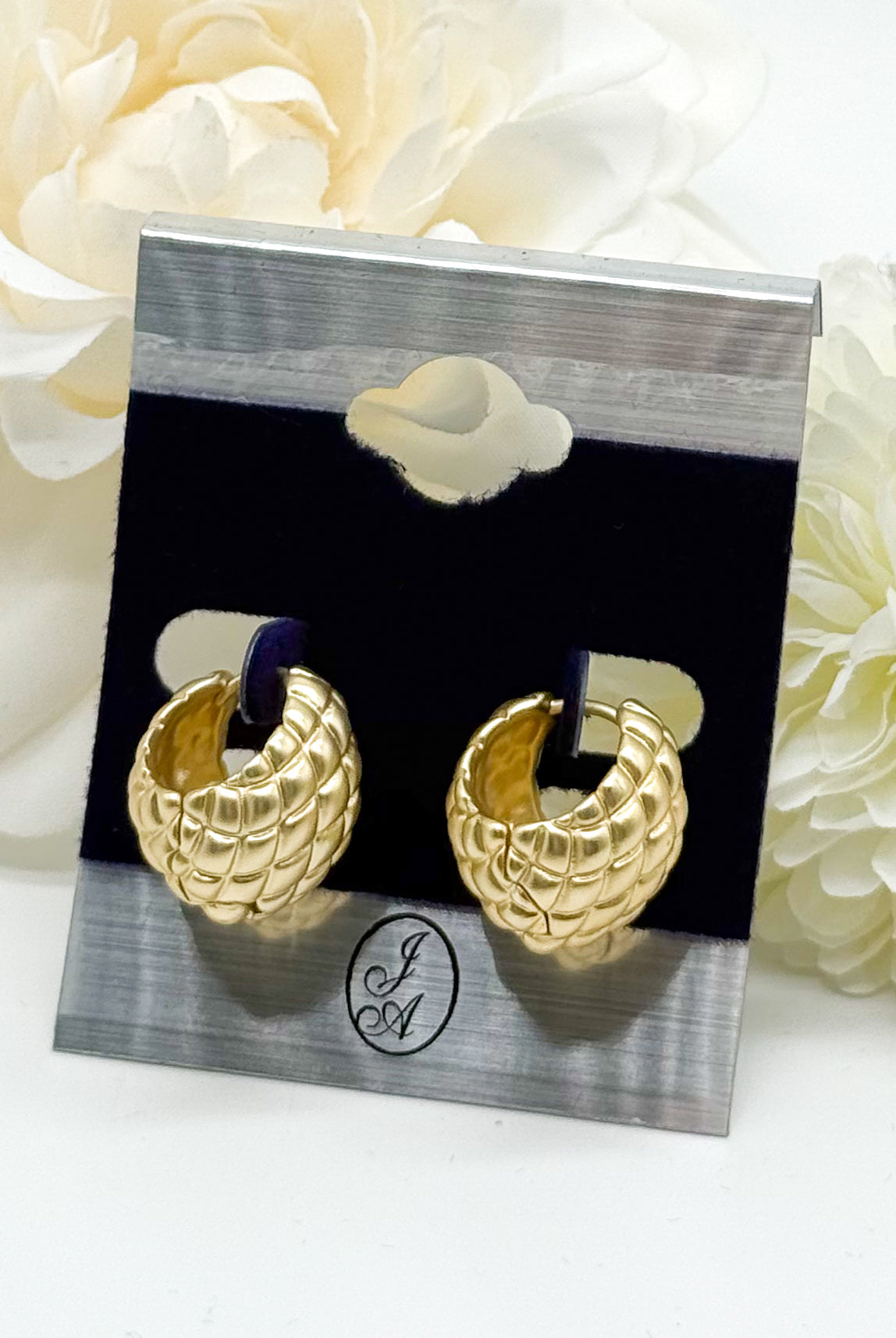 Basket Weave Designer Huggies-310 Jewelry-Joseph Anthony NY, Inc-Heathered Boho Boutique, Women's Fashion and Accessories in Palmetto, FL