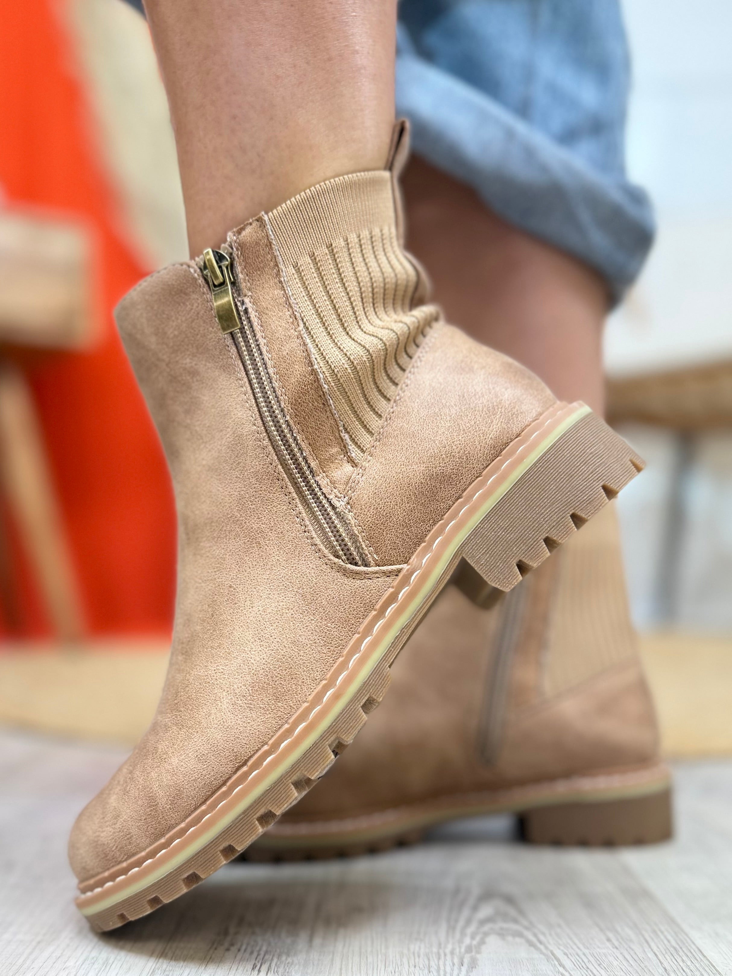 Don't Be Difficult Boots - Sand-350 SHOES-Corkys-Heathered Boho Boutique, Women's Fashion and Accessories in Palmetto, FL