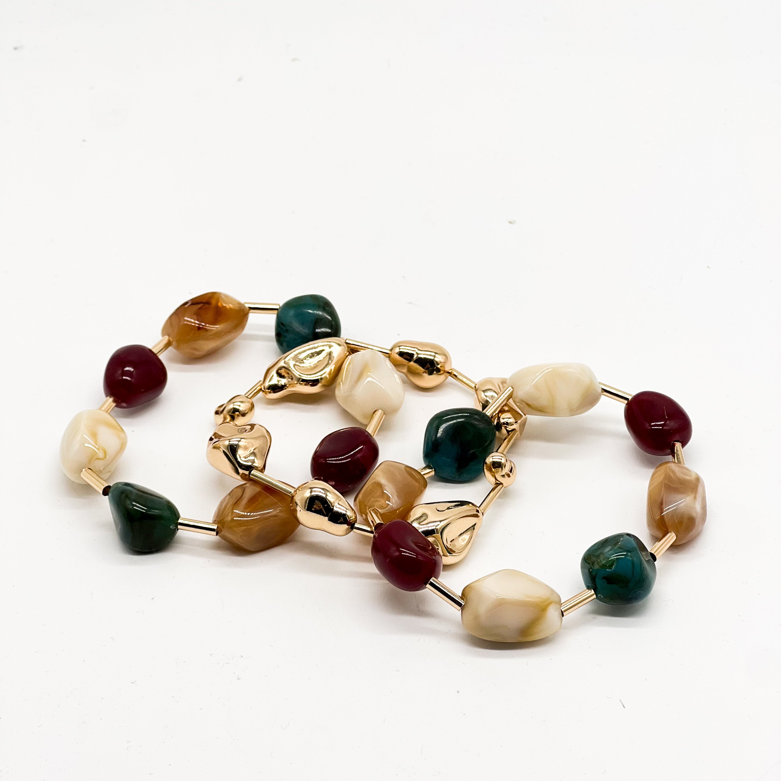 Irregular Metallic And Acrylic Beaded Bracelet Set-310 Jewelry-Fame Accessories-Heathered Boho Boutique, Women's Fashion and Accessories in Palmetto, FL