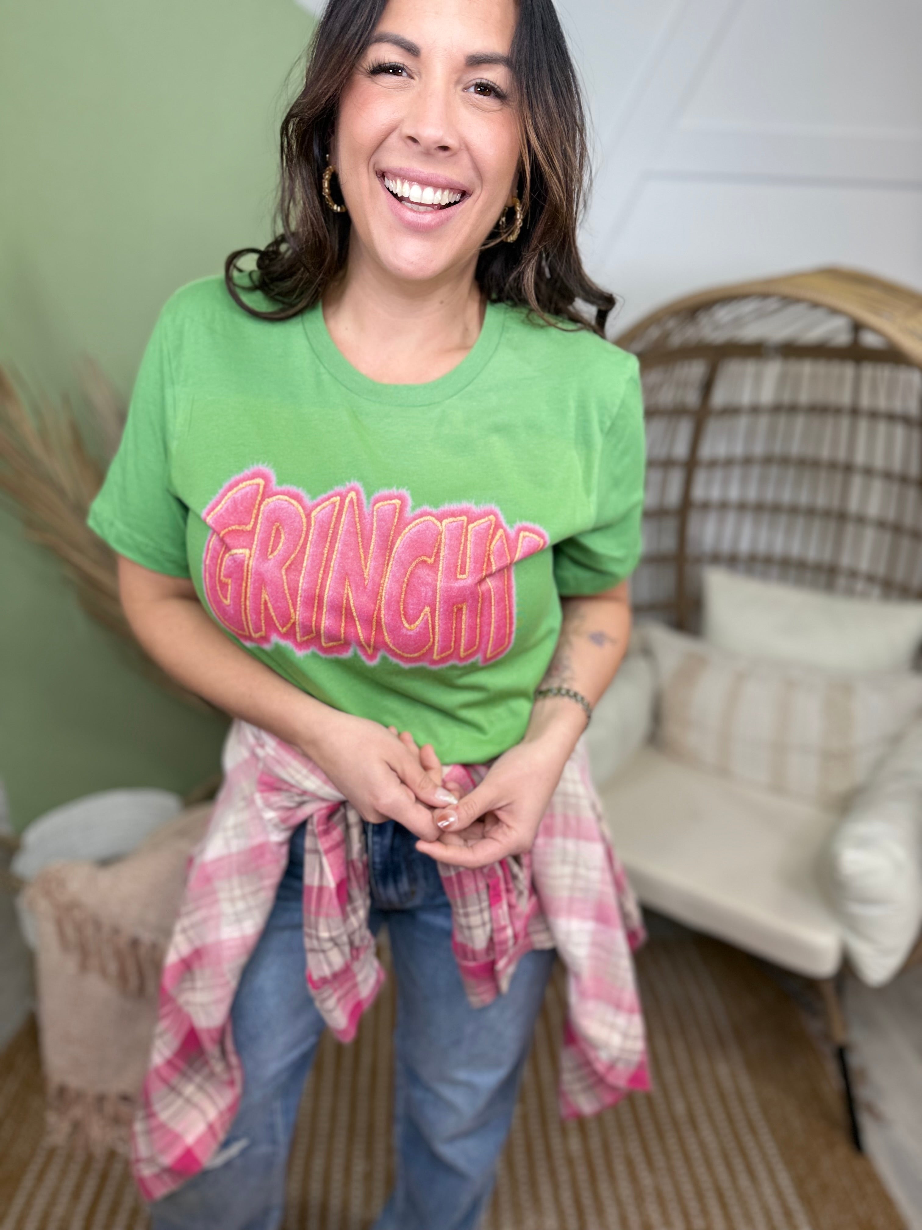 Grinchy Graphic Tee-130 Graphic Tees-Heathered Boho-Heathered Boho Boutique, Women's Fashion and Accessories in Palmetto, FL