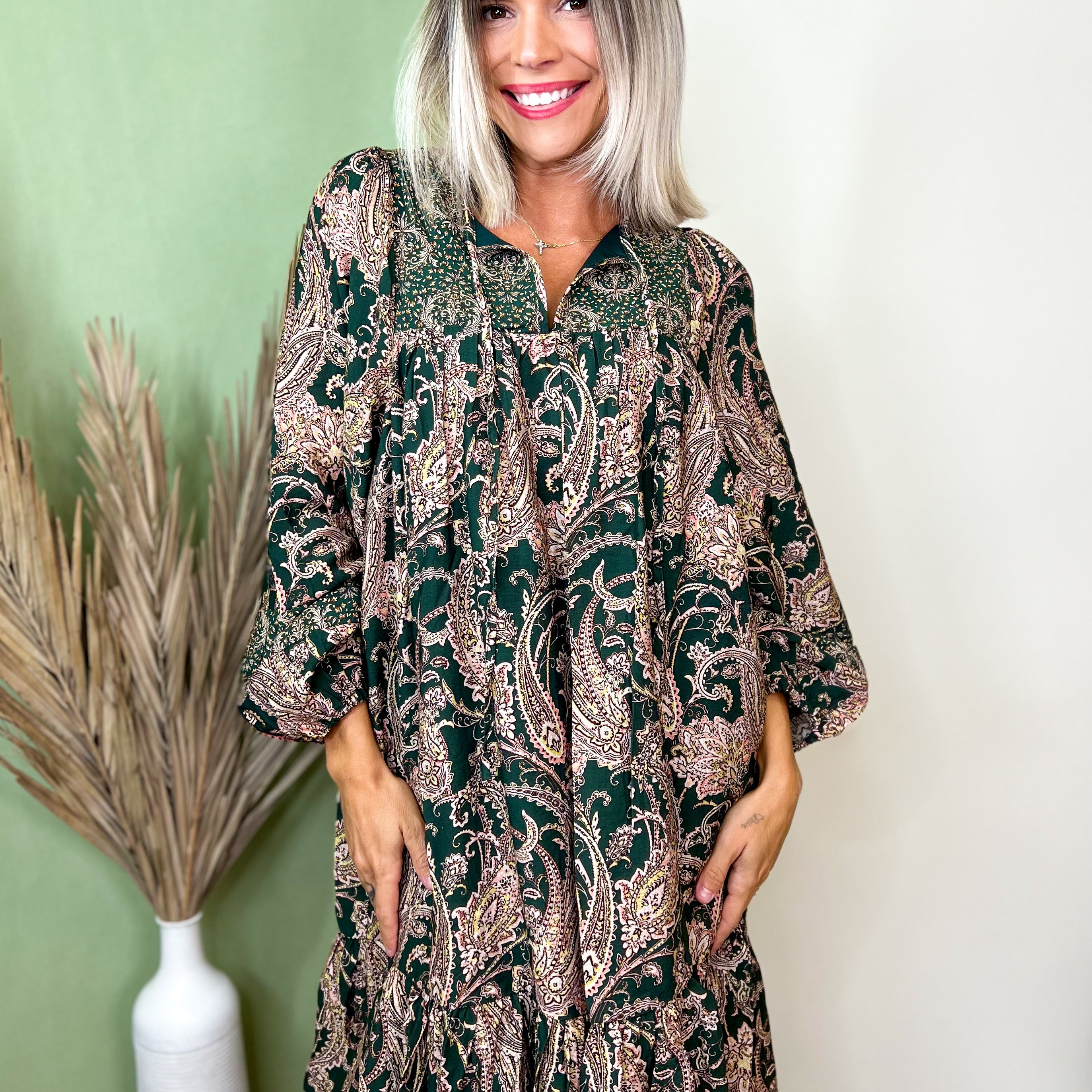 Grove On Paisley Dress-230 DRESSES/JUMPSUITS/ROMPERS-HEIMISH-Heathered Boho Boutique, Women's Fashion and Accessories in Palmetto, FL
