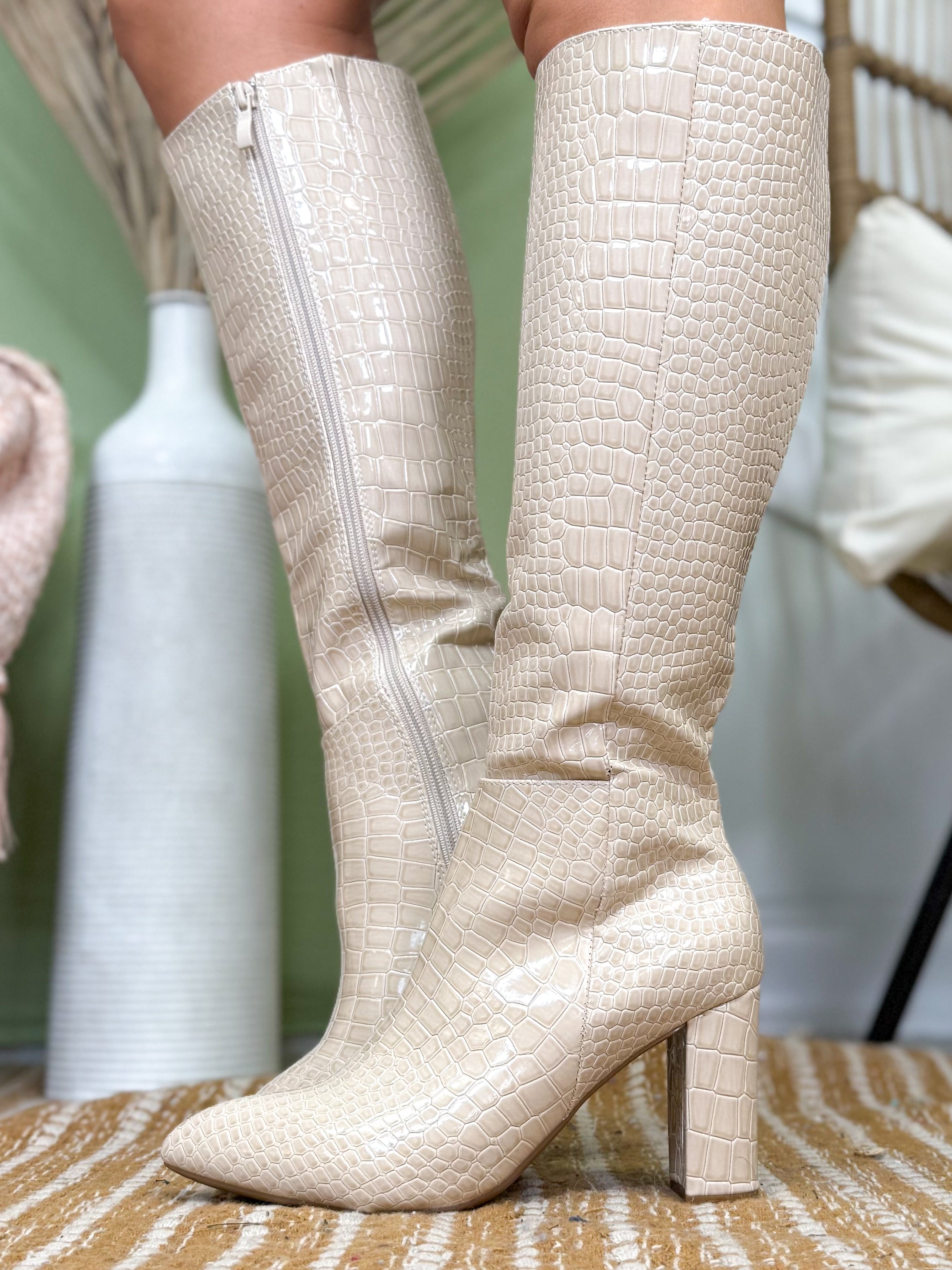 Martha Boots - Beige/Croc-350 SHOES-Top Guy-Heathered Boho Boutique, Women's Fashion and Accessories in Palmetto, FL