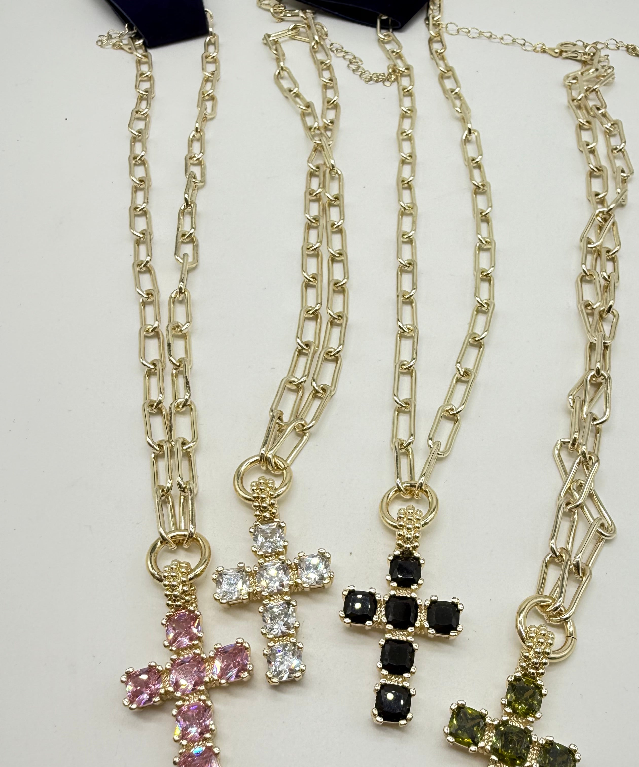 Colored Cross Necklace - Gold-310 Jewelry-Millenx Accessories, LLC.-Heathered Boho Boutique, Women's Fashion and Accessories in Palmetto, FL