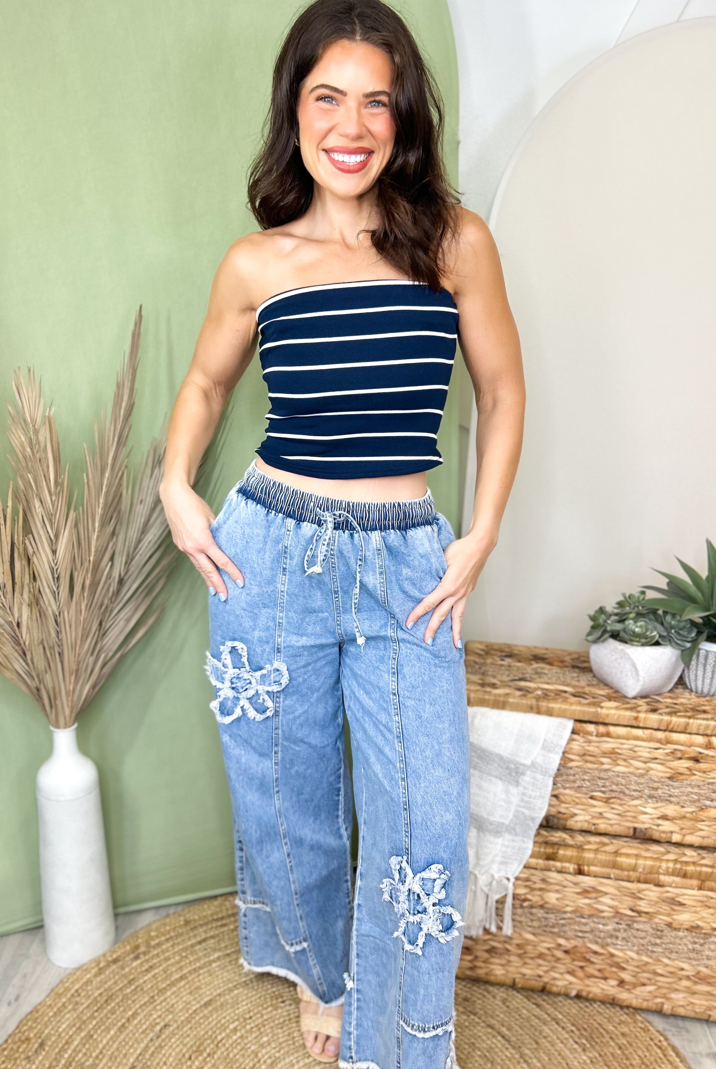The Bloom & Wander Denim Pants-150 PANTS-HEIMISH-Heathered Boho Boutique, Women's Fashion and Accessories in Palmetto, FL