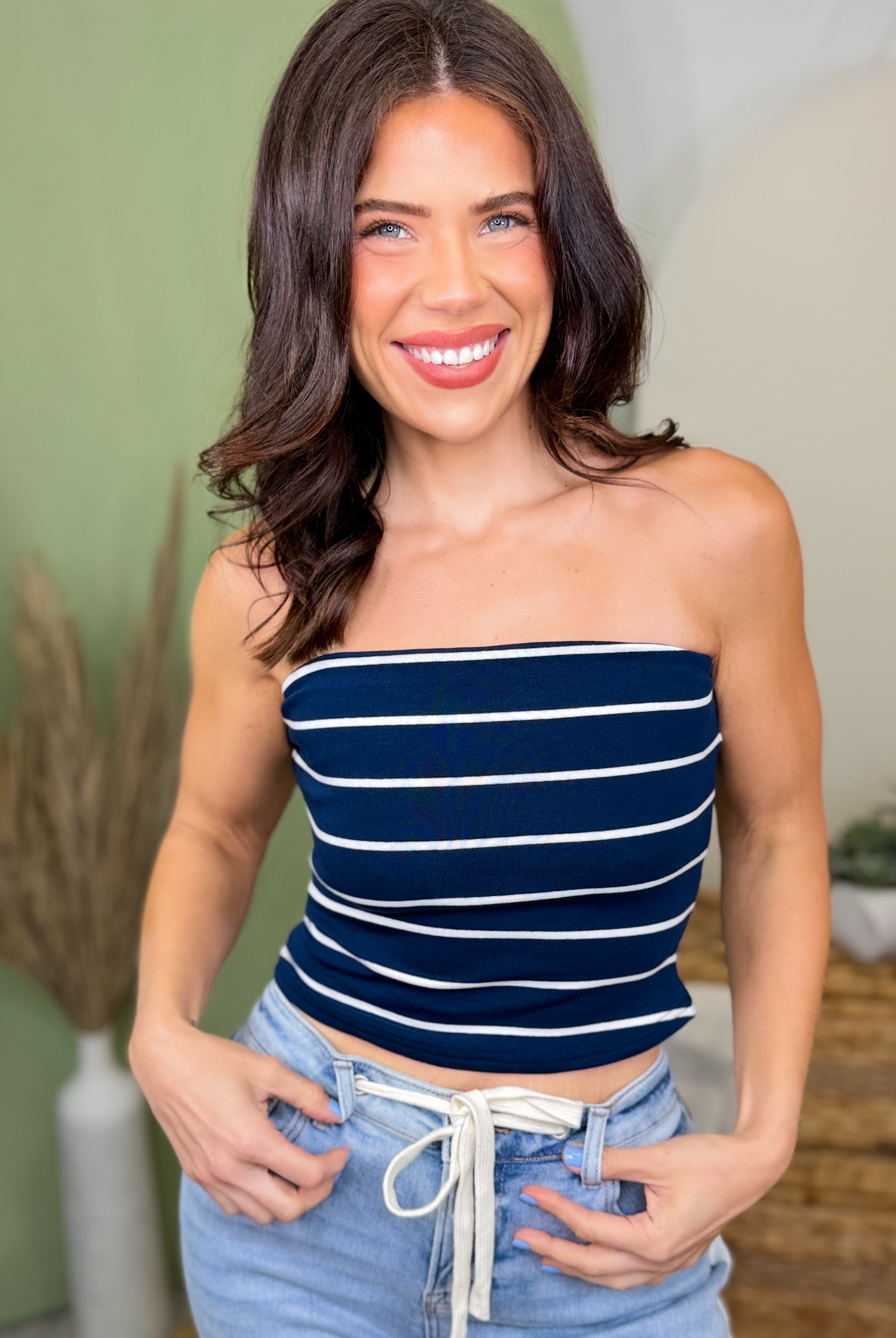 Seaside Stripe Tube Top-100 TANK/CROP TOPS-STITCH & CO-Heathered Boho Boutique, Women's Fashion and Accessories in Palmetto, FL