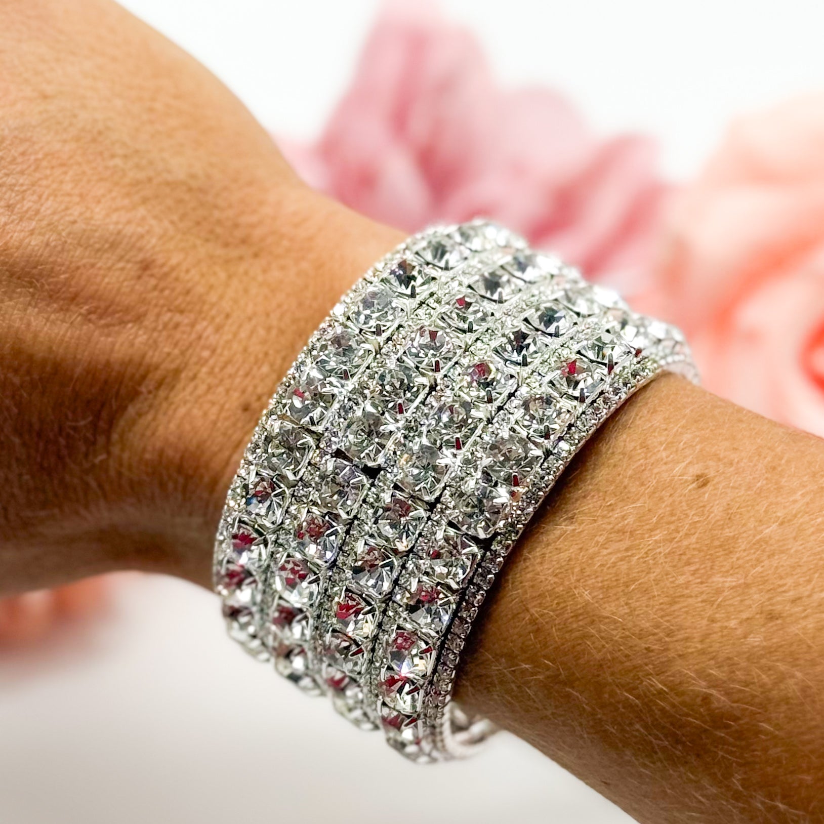 Rhinestone Galore Cuff Bracelet-310 Jewelry-RM Manufacturing-Heathered Boho Boutique, Women's Fashion and Accessories in Palmetto, FL