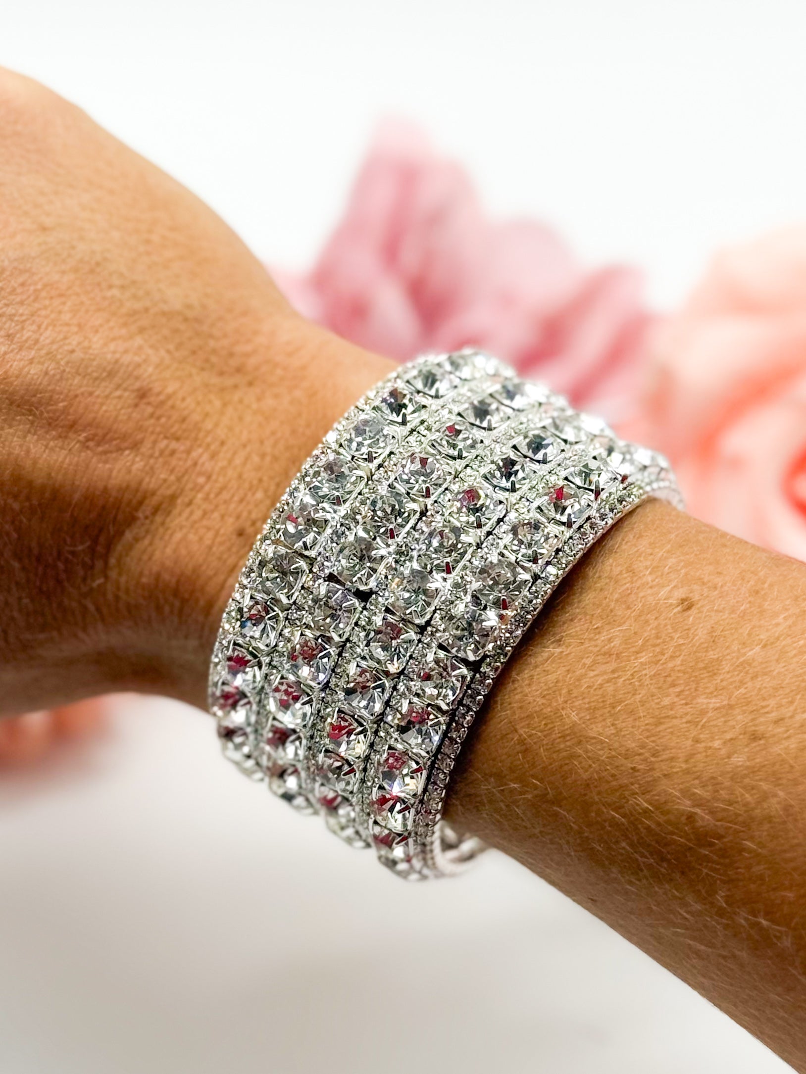 Rhinestone Galore Cuff Bracelet-310 Jewelry-RM Manufacturing-Heathered Boho Boutique, Women's Fashion and Accessories in Palmetto, FL