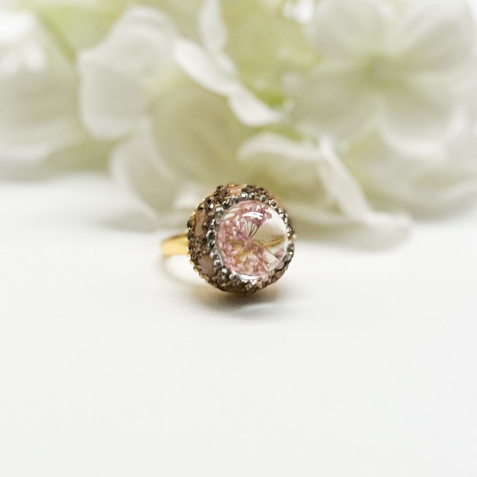 Dried Flower Rhinestone Ring-310 Jewelry-NIHAO JEWELRY-Heathered Boho Boutique, Women's Fashion and Accessories in Palmetto, FL