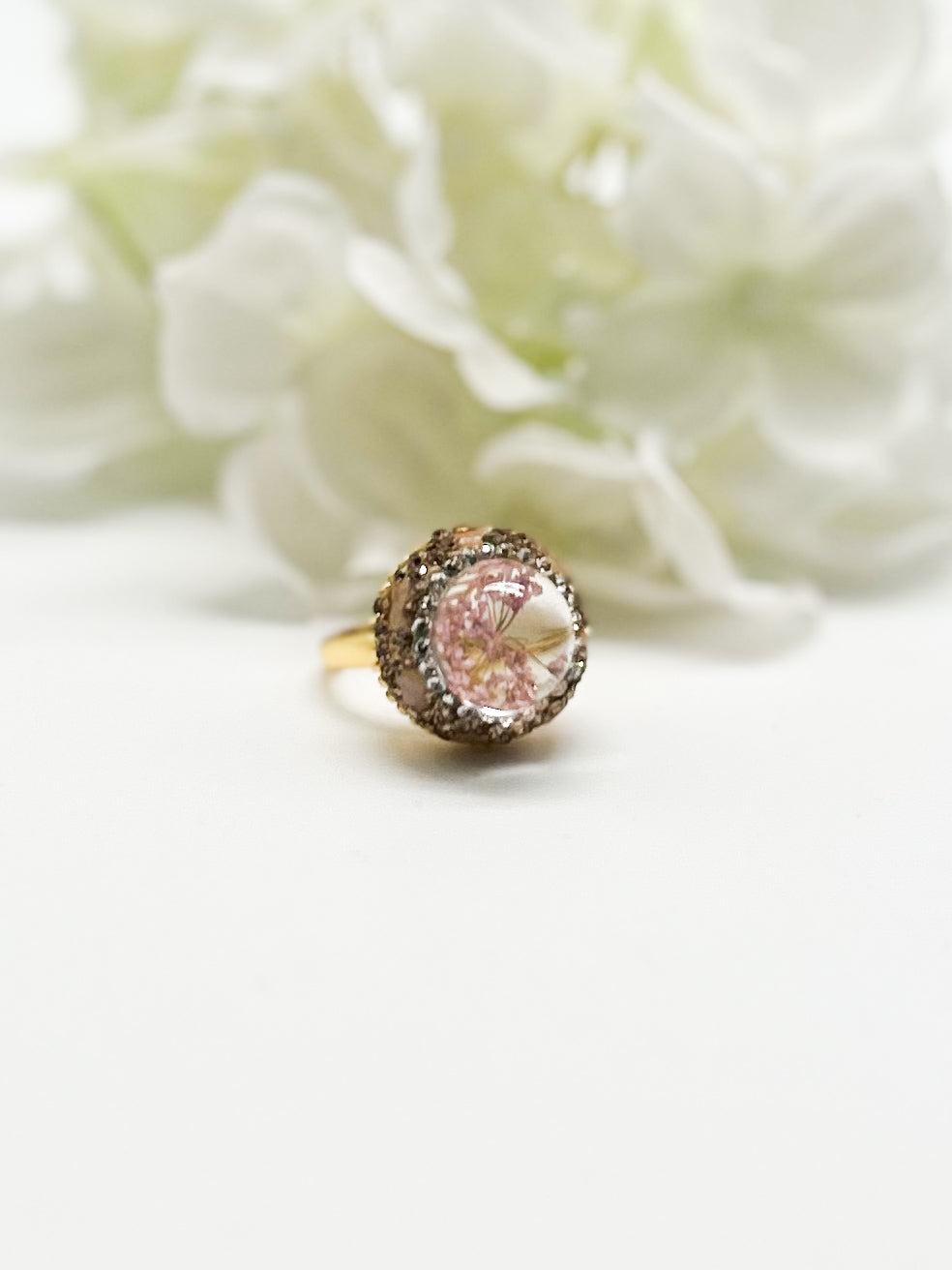 Dried Flower Rhinestone Ring-310 Jewelry-NIHAO JEWELRY-Heathered Boho Boutique, Women's Fashion and Accessories in Palmetto, FL