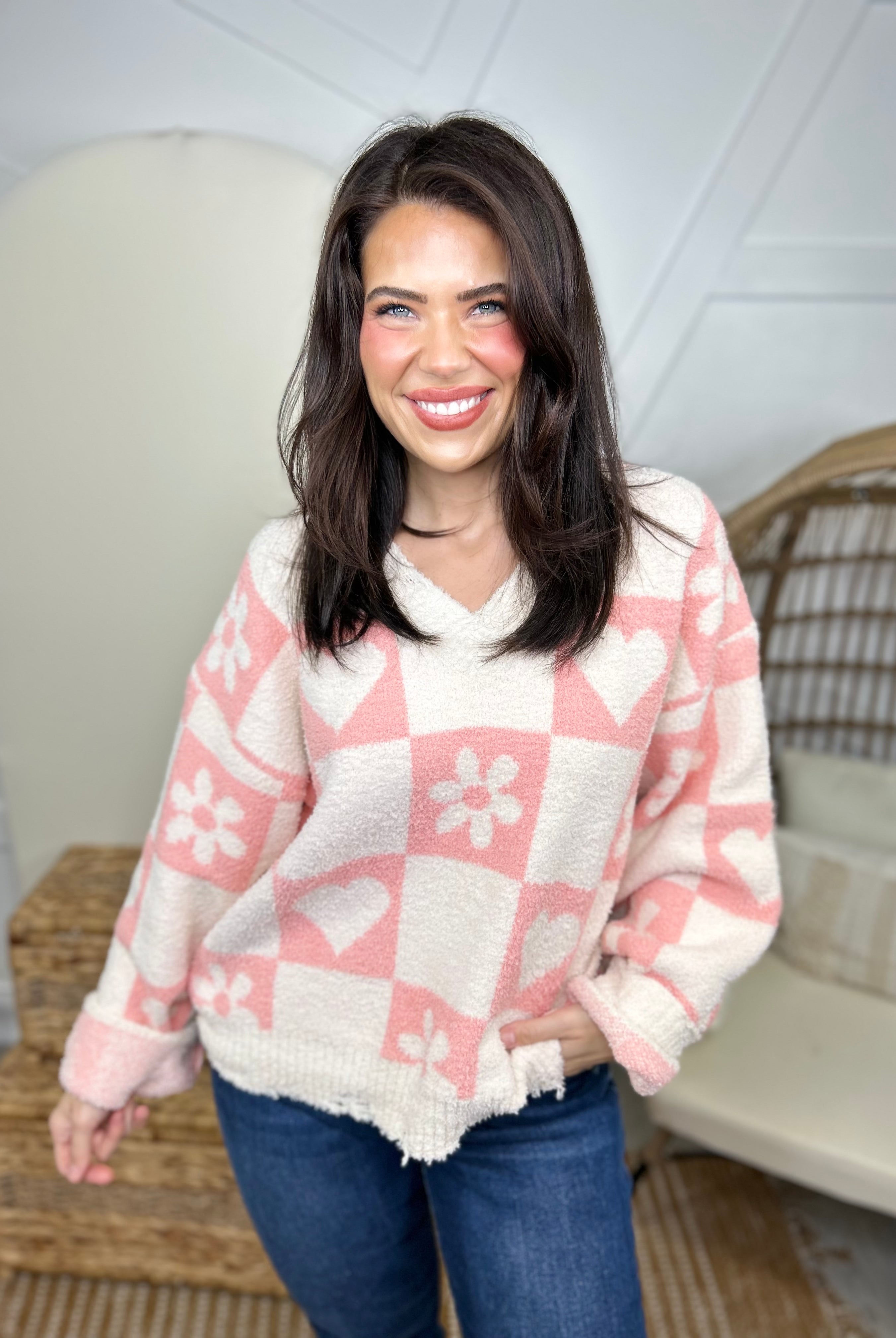 Love Love Love Sweater-125 Sweater-Pol-Heathered Boho Boutique, Women's Fashion and Accessories in Palmetto, FL