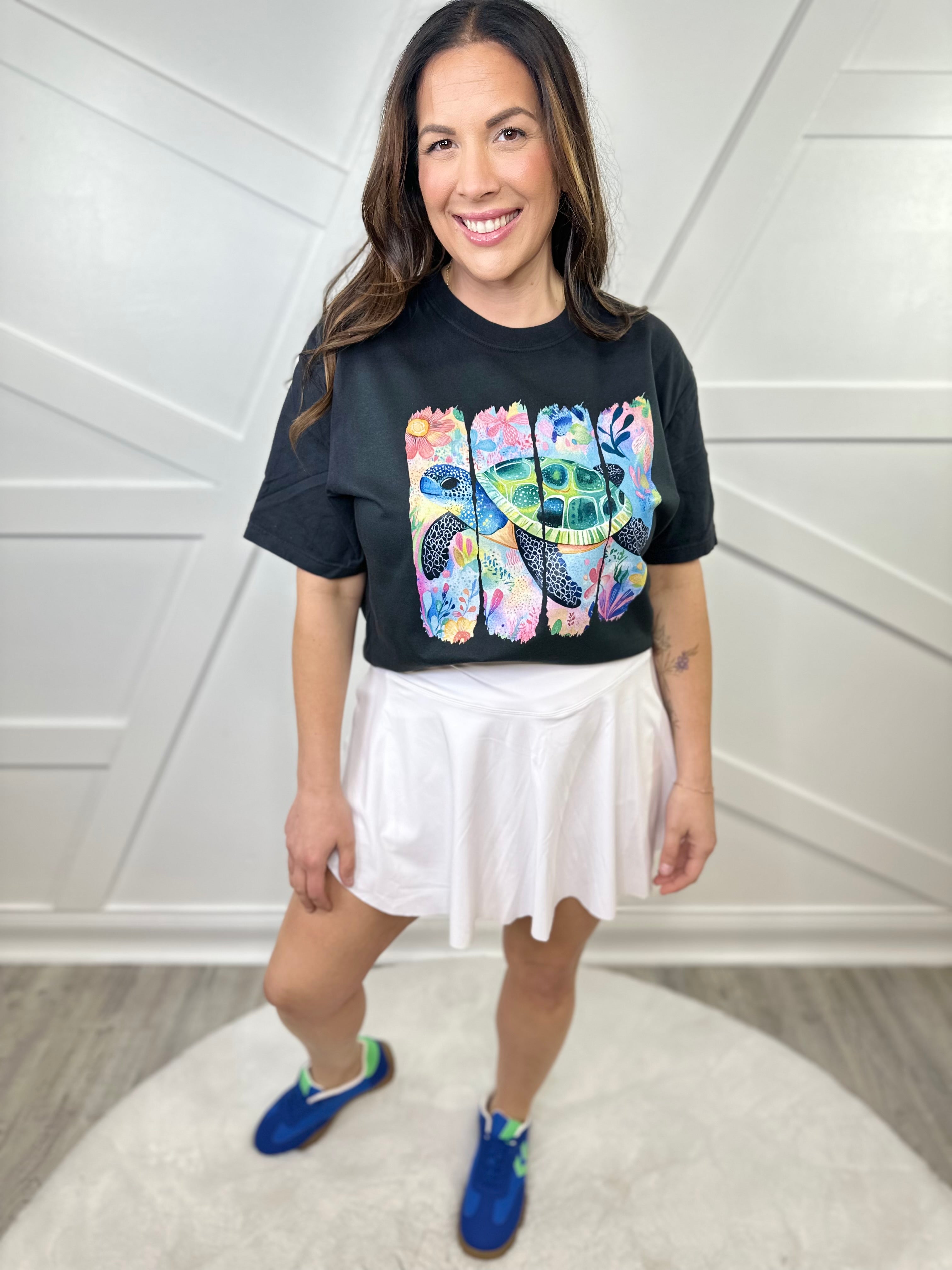 Boho Floral Sea Turtle Graphic Tee-130 Graphic Tees-Heathered Boho-Heathered Boho Boutique, Women's Fashion and Accessories in Palmetto, FL