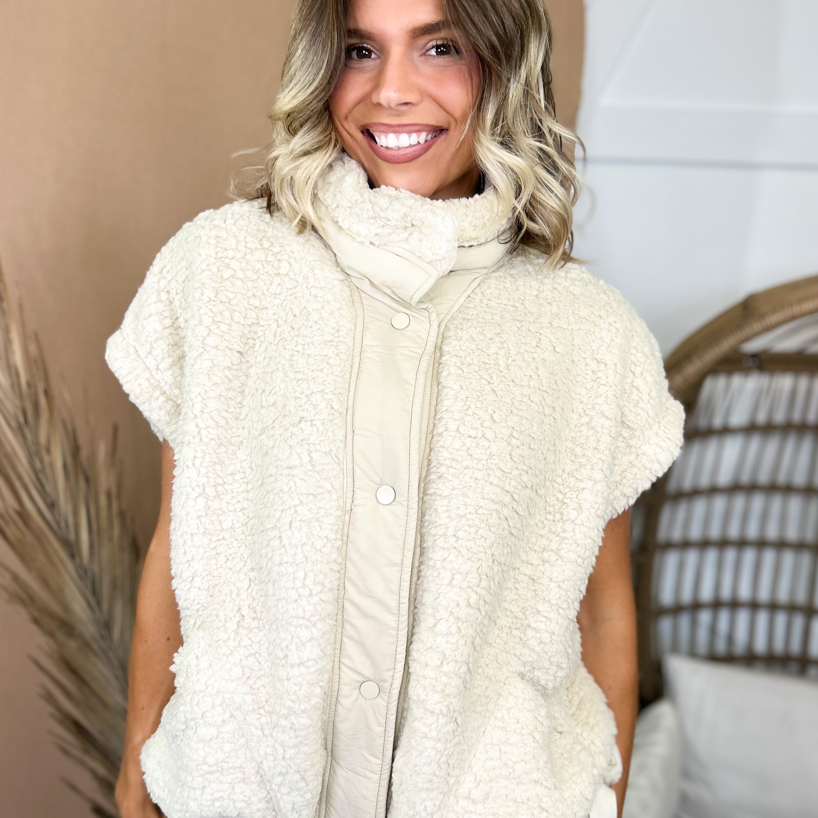 The Cozy Up Sherpa Vest-125 SWEATER-ZENANA-Heathered Boho Boutique, Women's Fashion and Accessories in Palmetto, FL
