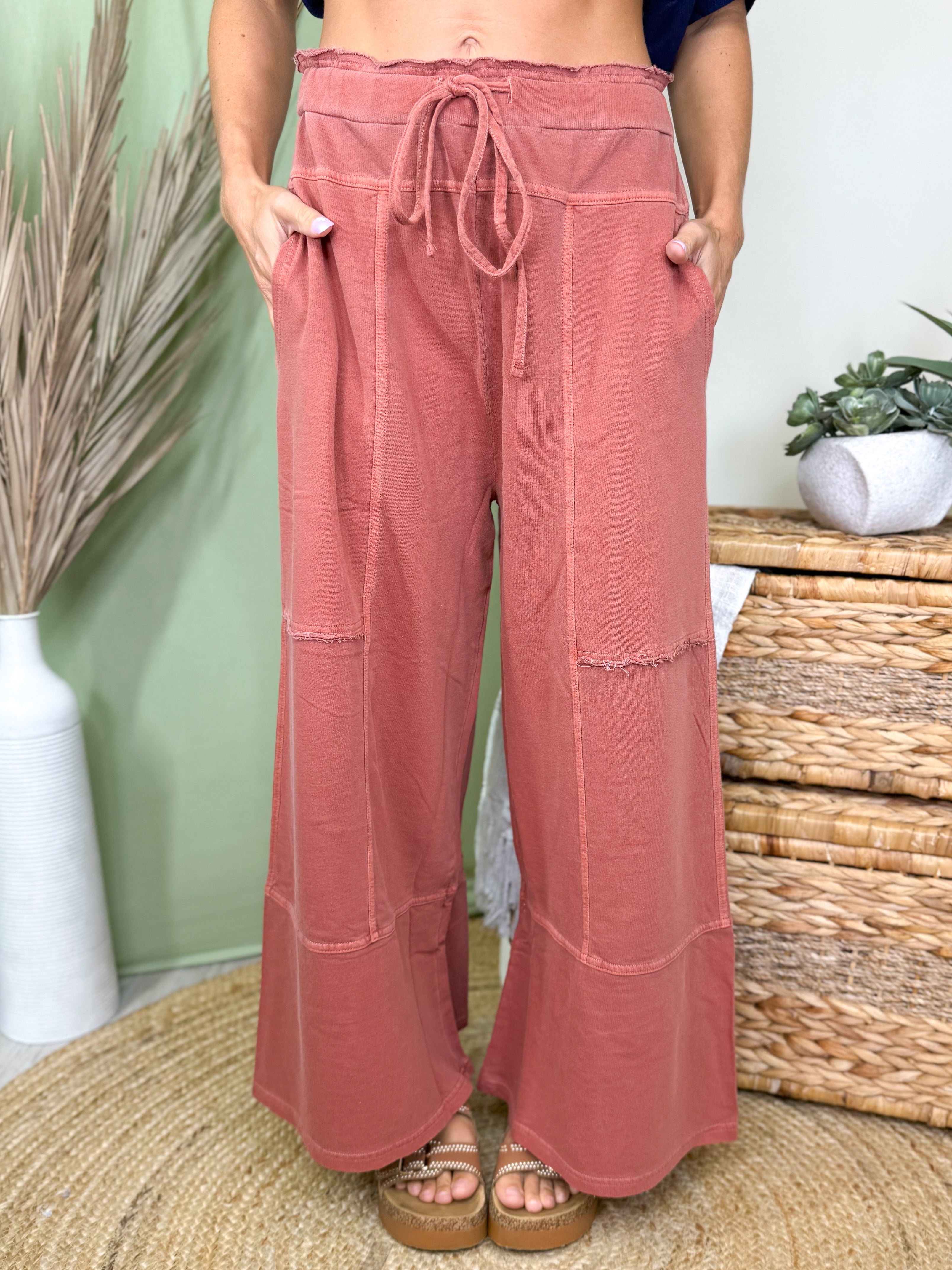 The Weekend Wander Pants-150 PANTS-ZENANA-Heathered Boho Boutique, Women's Fashion and Accessories in Palmetto, FL