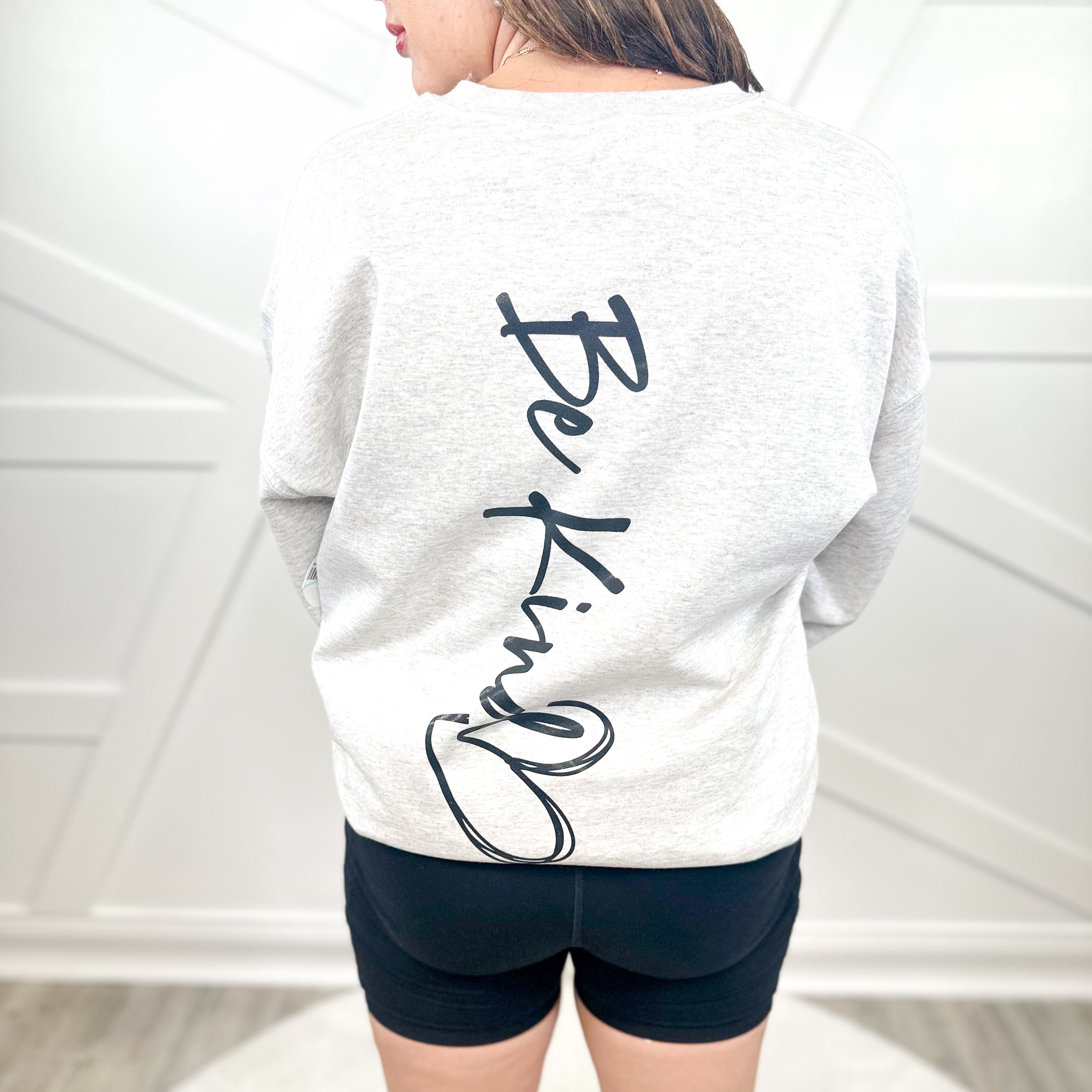 Be Kind Graphic Sweatshirt - Ash-130 Graphic Tees-Heathered Boho-Heathered Boho Boutique, Women's Fashion and Accessories in Palmetto, FL