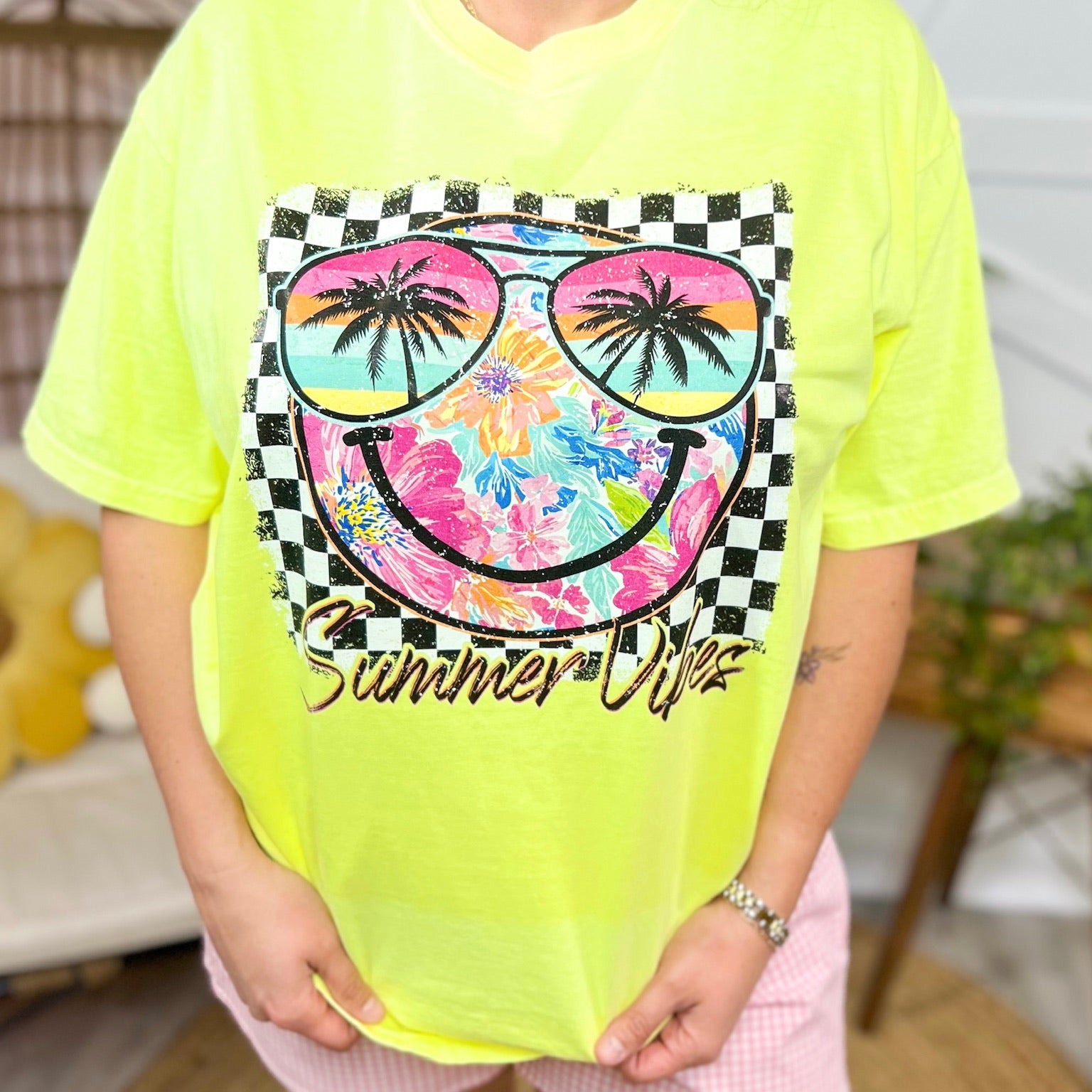 Tropical Floral Smile Graphic Tee