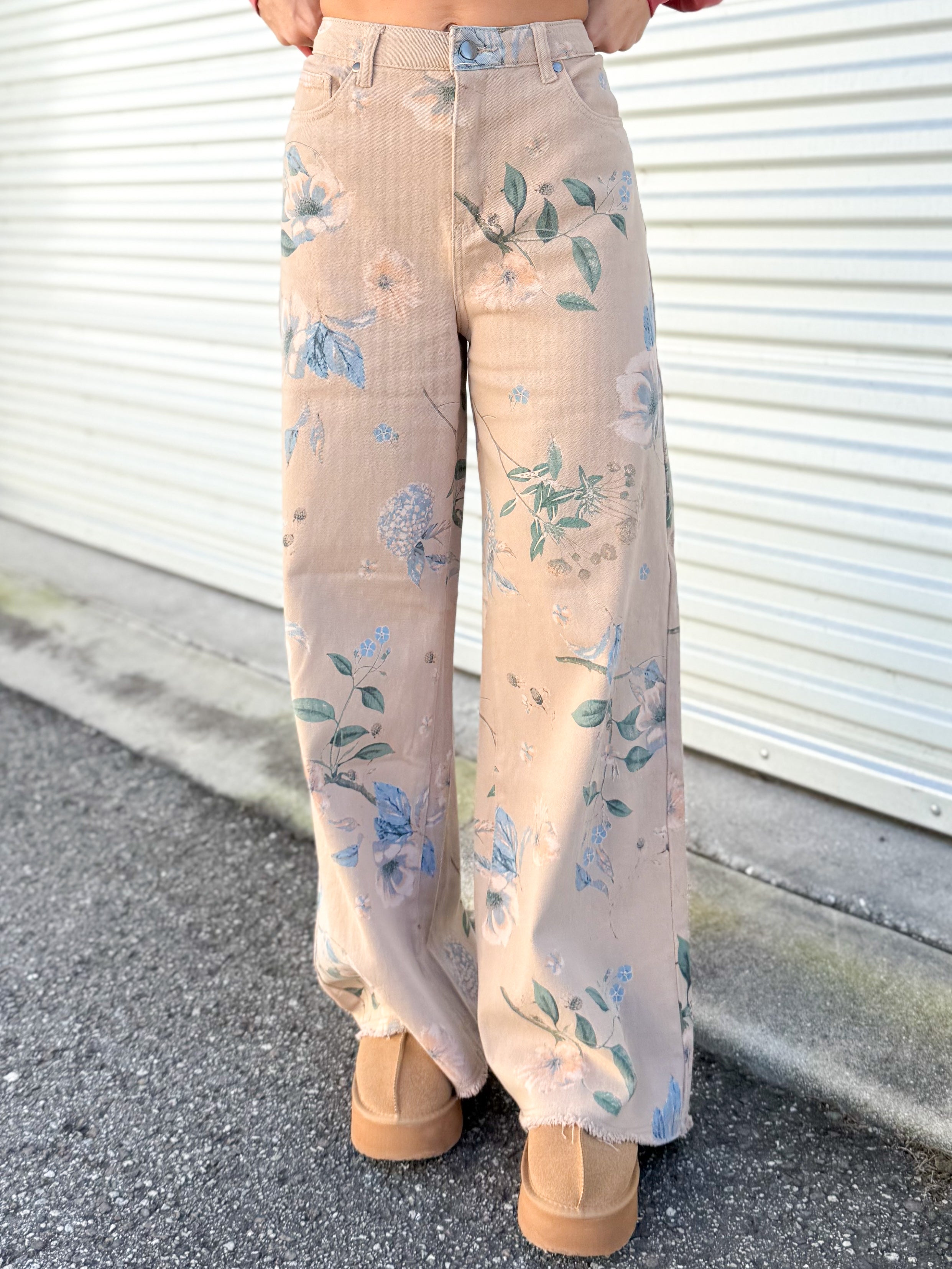 Wild Bloom Pants-150 PANTS-EASEL-Heathered Boho Boutique, Women's Fashion and Accessories in Palmetto, FL