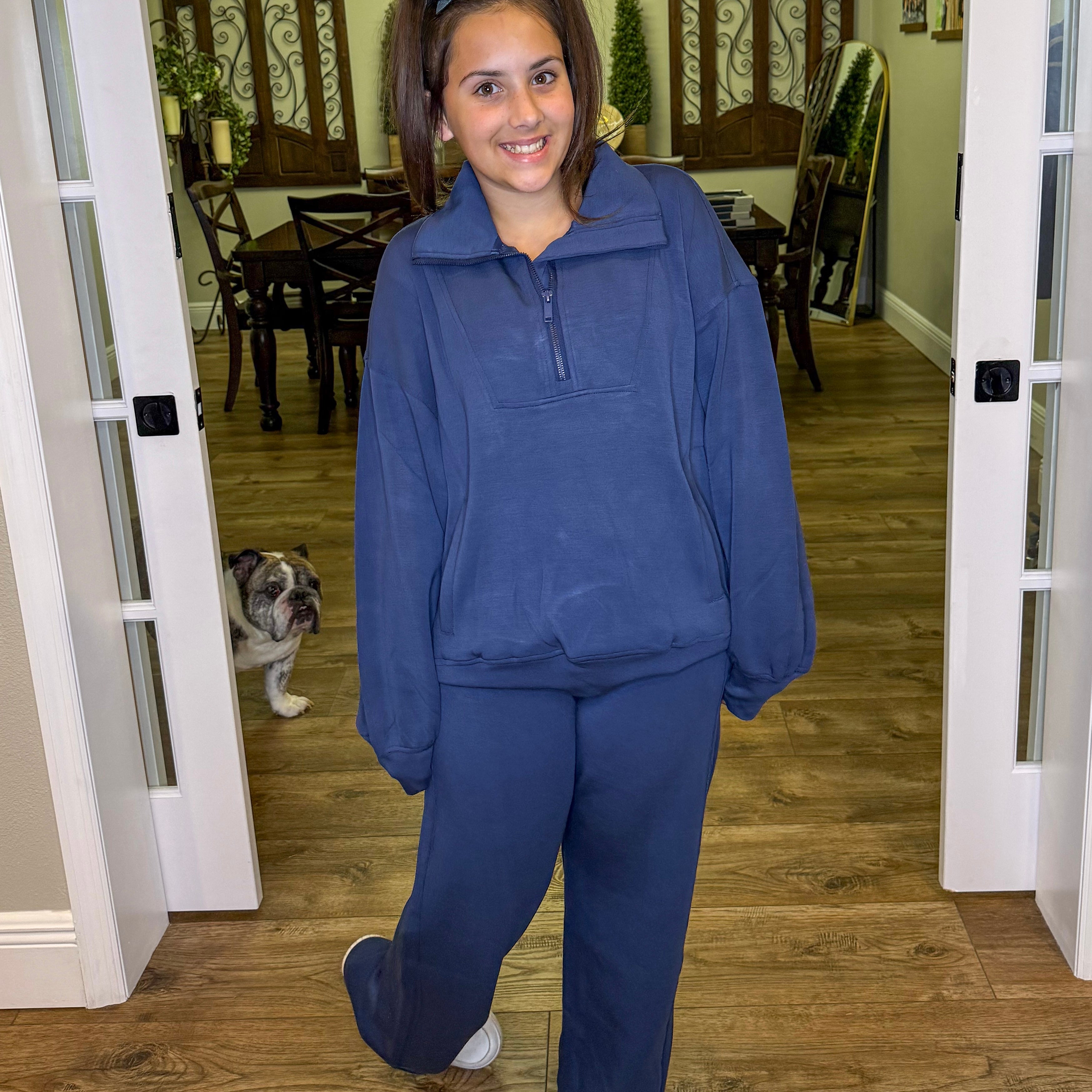Victory Quarter Zip Pullover-120 LONG SLEEVE TOPS-RAE MODE-Heathered Boho Boutique, Women's Fashion and Accessories in Palmetto, FL