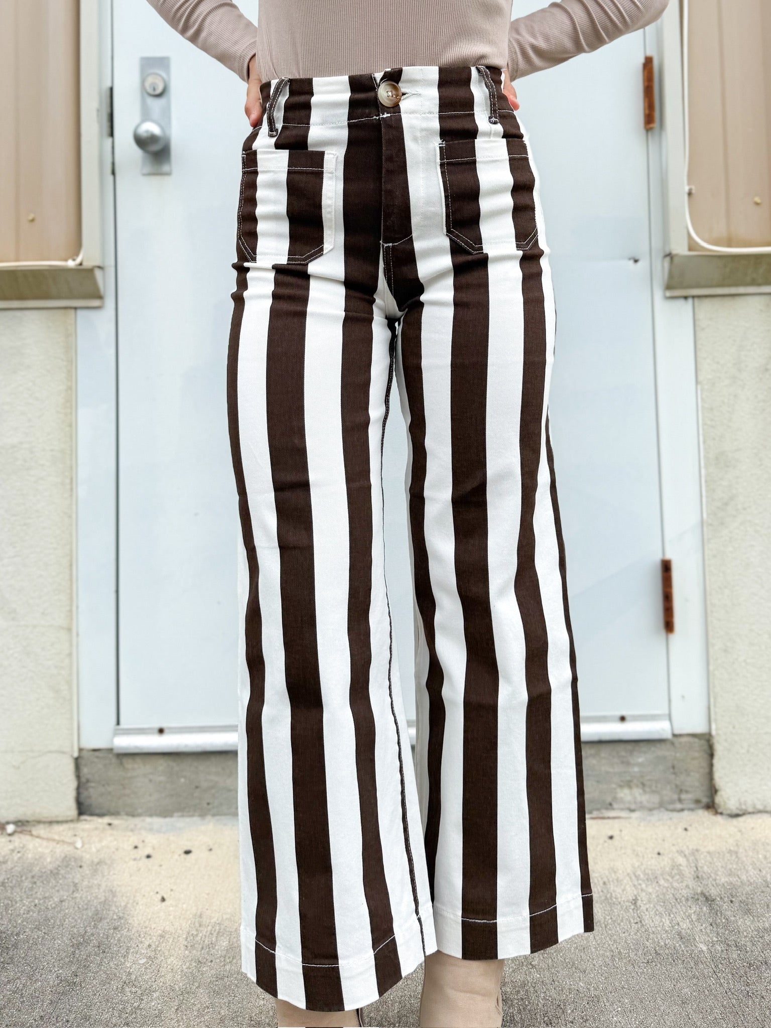 Stripe a Pose Wide Leg by Mica Denim-190 JEANS-Mica Denim-Heathered Boho Boutique, Women's Fashion and Accessories in Palmetto, FL