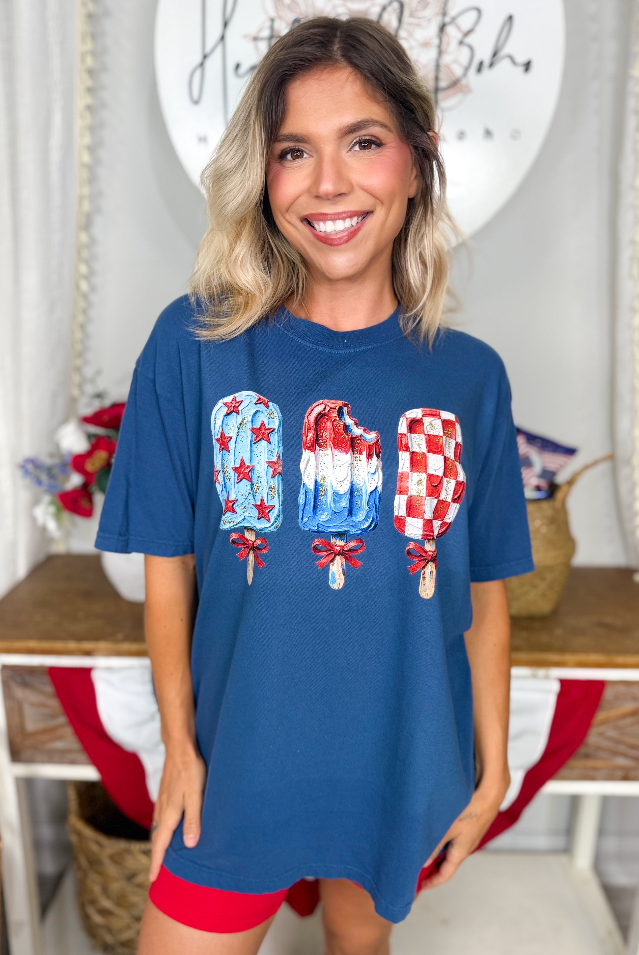 American Popsicle Graphic Tee-130 Graphic Tees-Heathered Boho-Heathered Boho Boutique, Women's Fashion and Accessories in Palmetto, FL