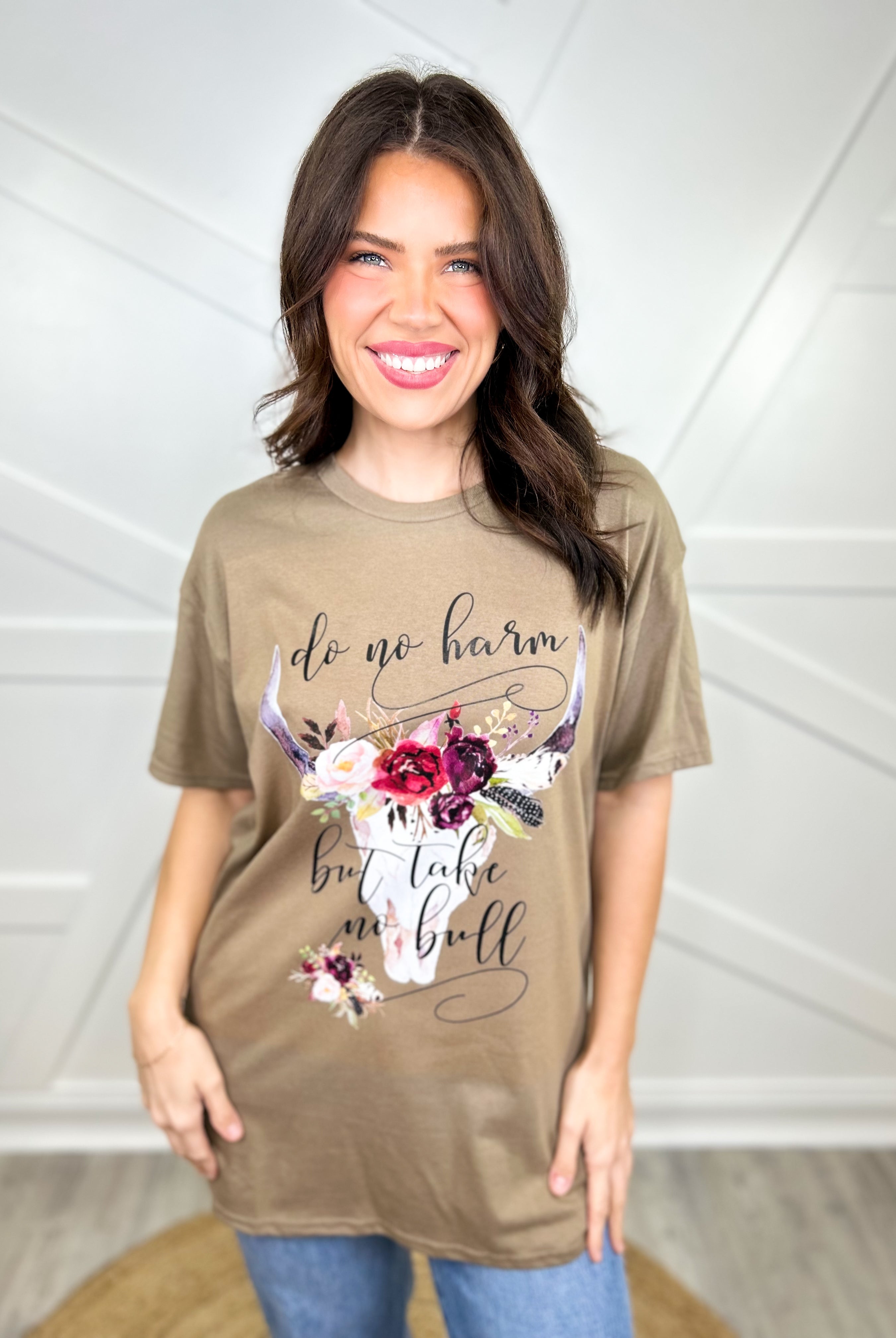 Take No Bull Graphic Tee - Brown Savana-130 Graphic Tees-Heathered Boho-Heathered Boho Boutique, Women's Fashion and Accessories in Palmetto, FL