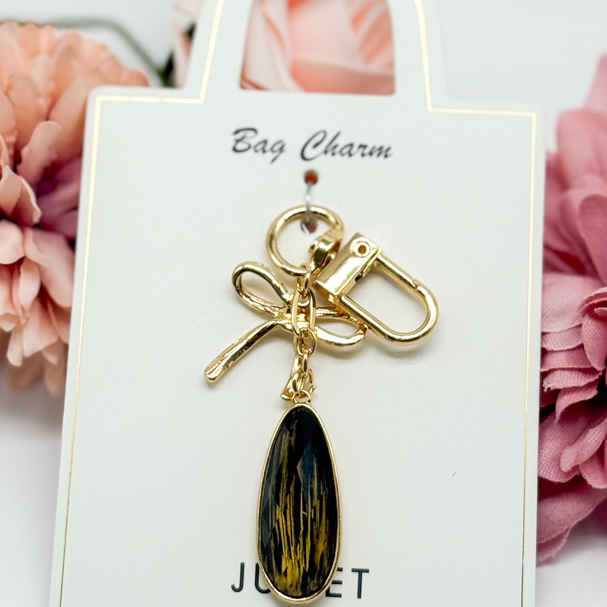 Bow Tear Drop Bag Charm-310 Jewelry-RM Manufacturing-Heathered Boho Boutique, Women's Fashion and Accessories in Palmetto, FL