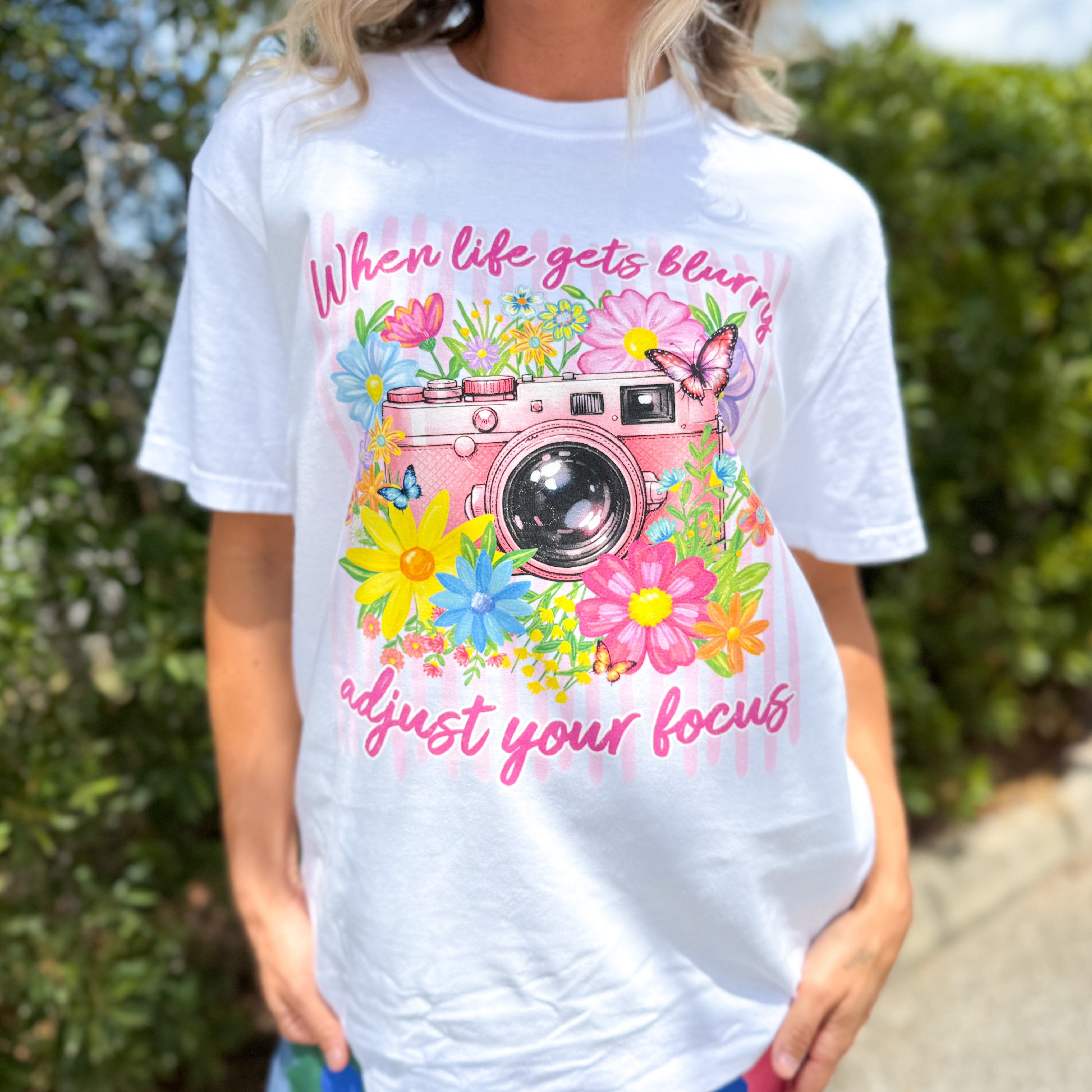 Camera & Wildflowers Graphic Tee-130 Graphic Tees-Heathered Boho-Heathered Boho Boutique, Women's Fashion and Accessories in Palmetto, FL