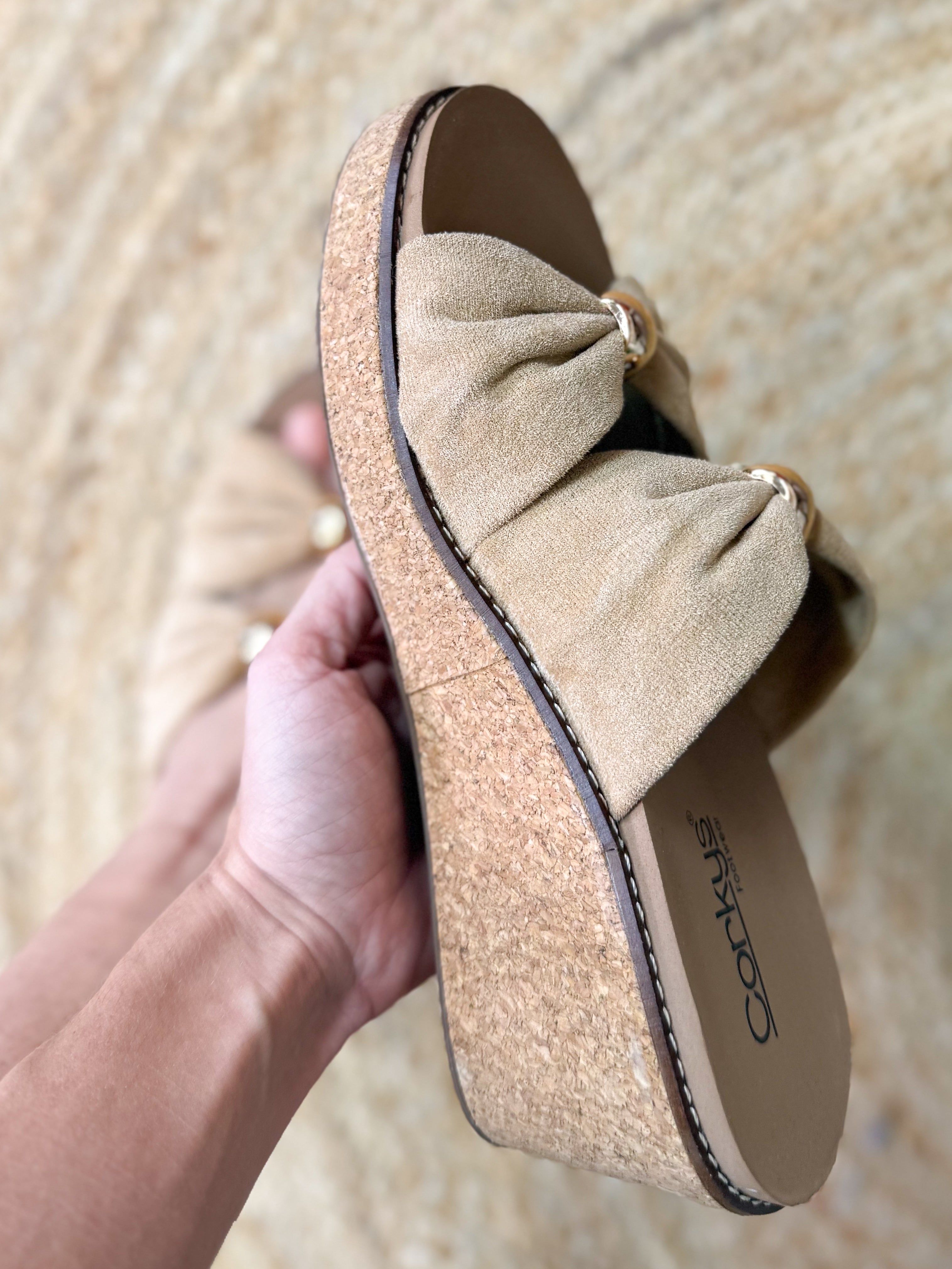Miss Understood Wedges - Camel Faux Suede-350 Shoes-Corkys-Heathered Boho Boutique, Women's Fashion and Accessories in Palmetto, FL