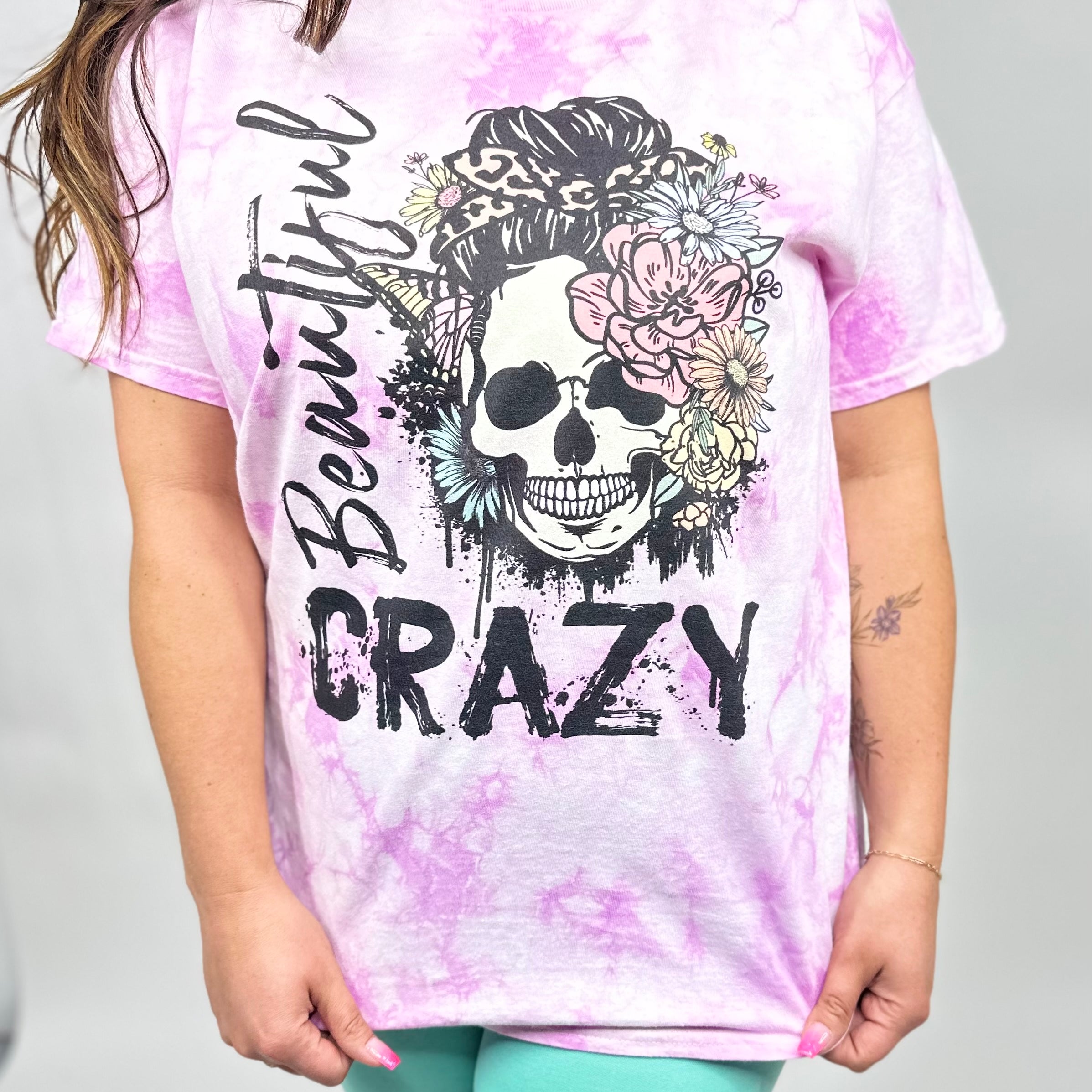 Beautiful Crazy Graphic Tee-130 Graphic Tees-Heathered Boho-Heathered Boho Boutique, Women's Fashion and Accessories in Palmetto, FL