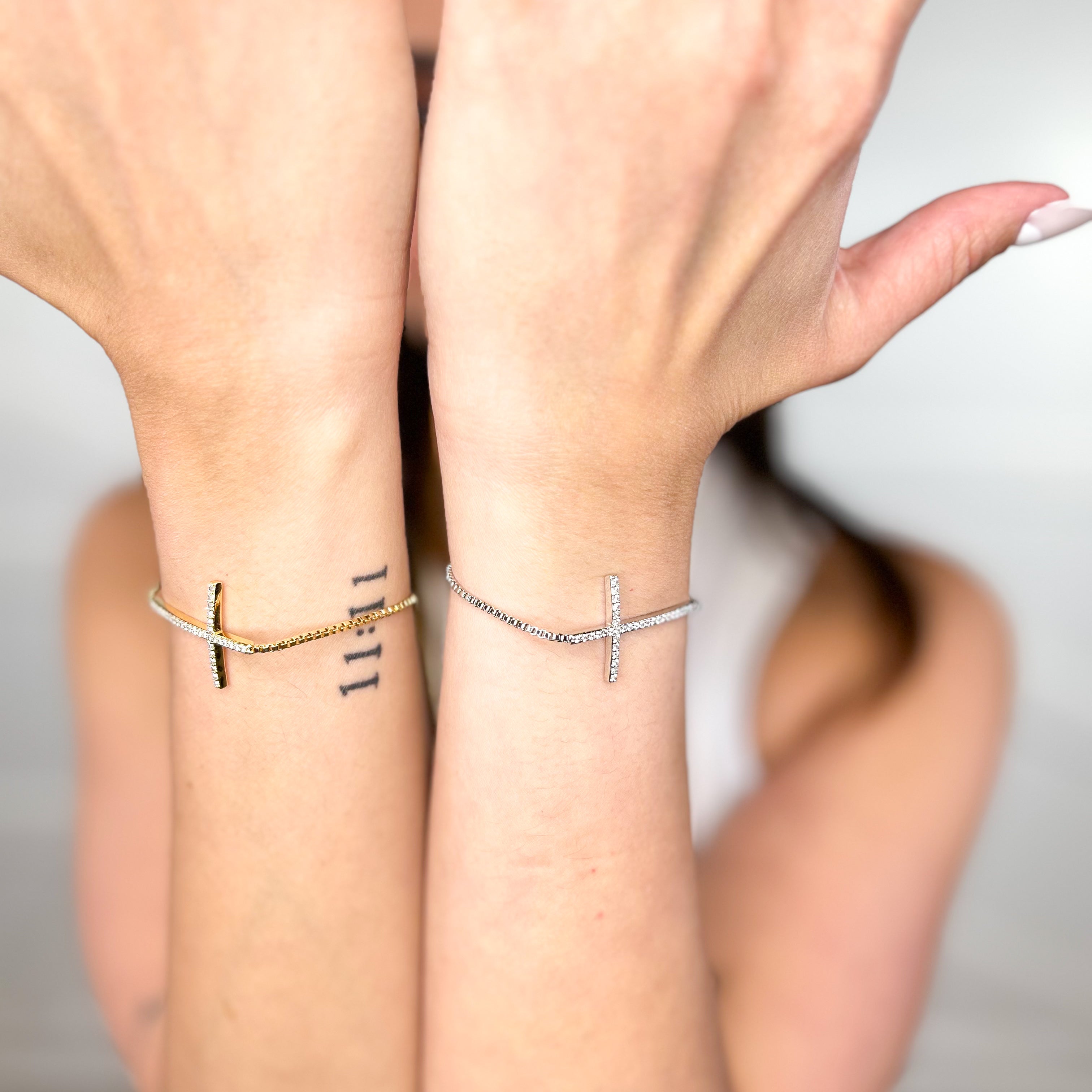 RESTOCK: CZ Thin Cross Slide Bracelet-310 Jewelry-Joseph Anthony NY, Inc-Heathered Boho Boutique, Women's Fashion and Accessories in Palmetto, FL