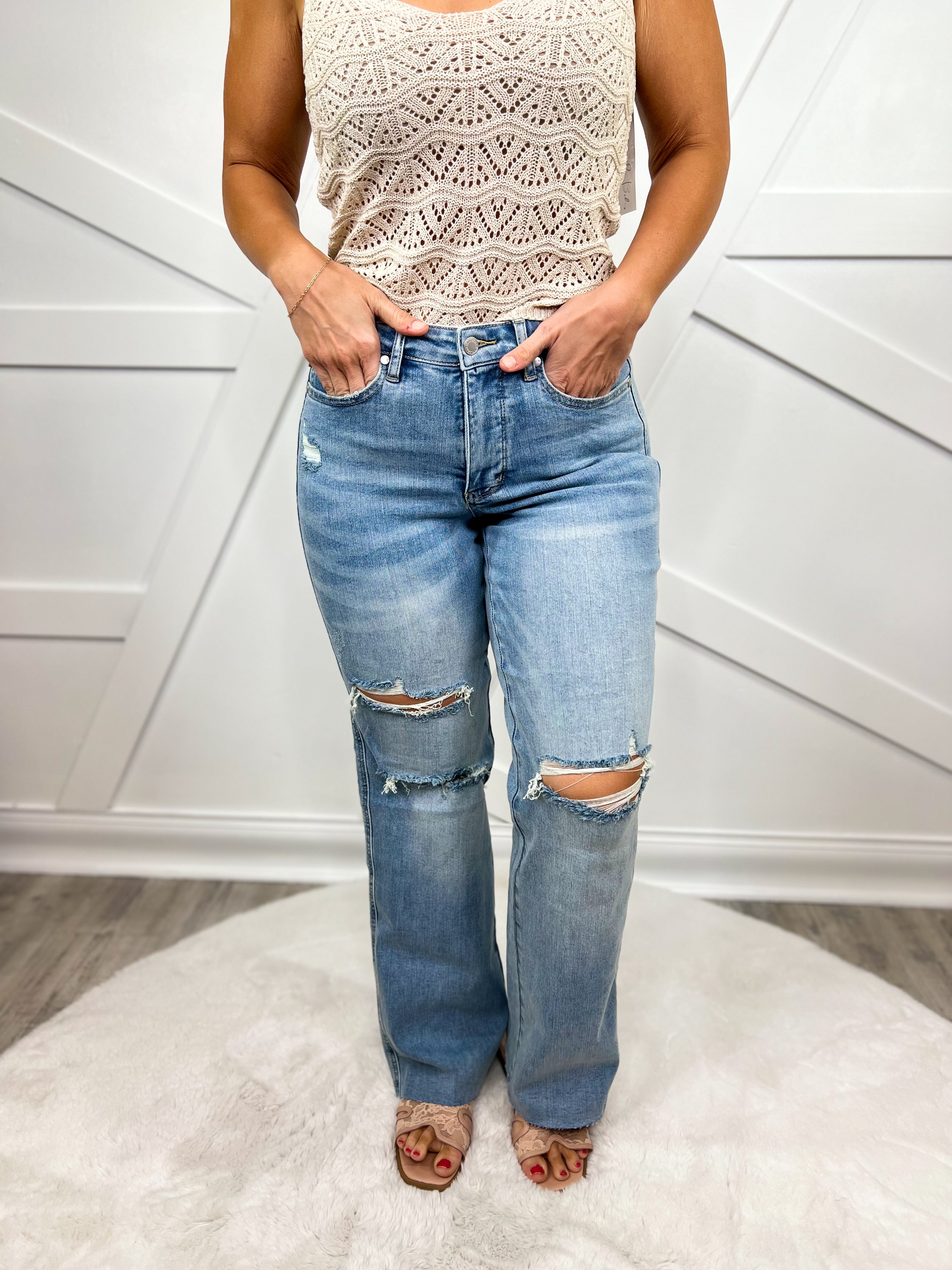 Set It Straight Tummy Control Wide Leg by Judy Blue-190 Jeans-Judy Blue-Heathered Boho Boutique, Women's Fashion and Accessories in Palmetto, FL