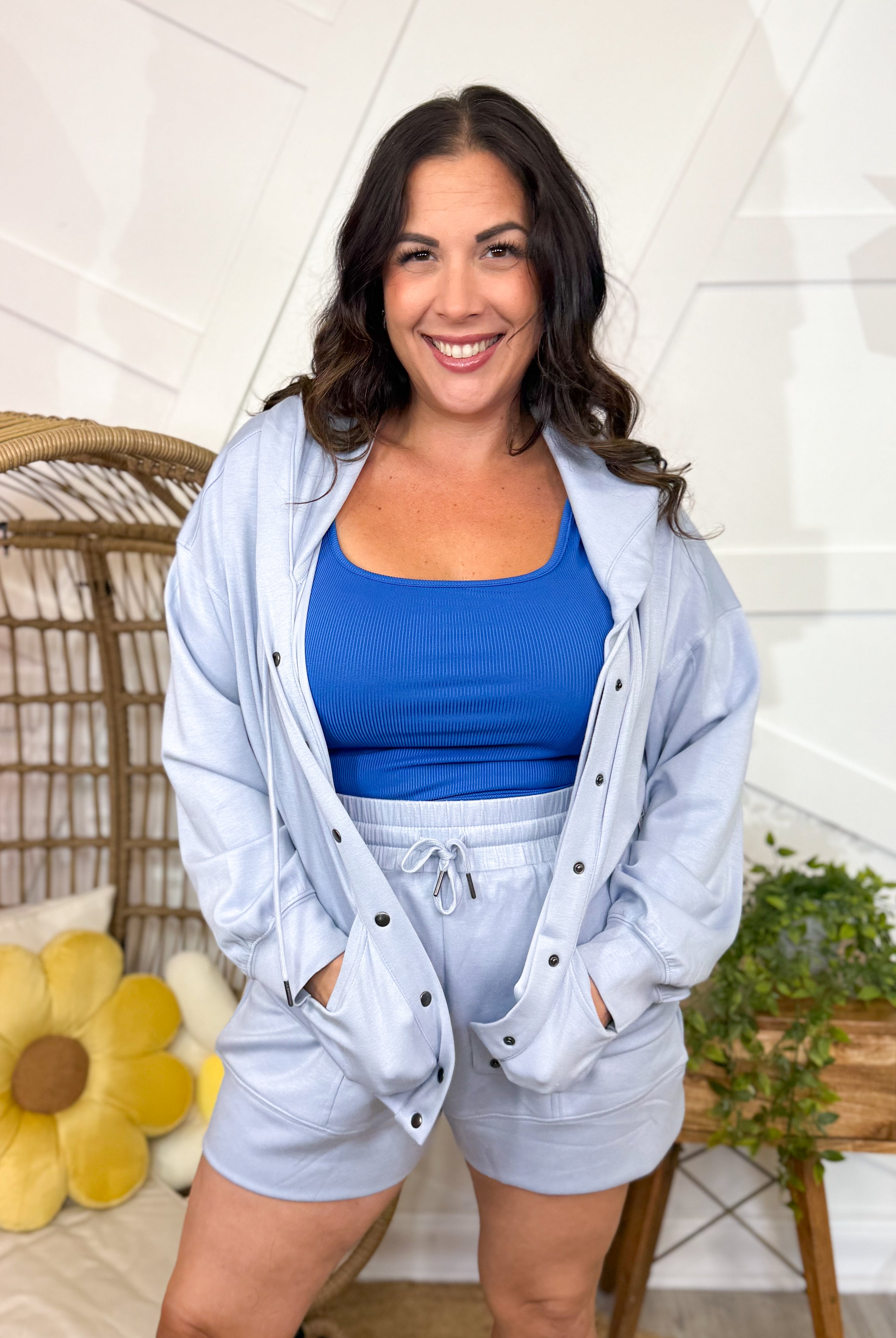 Real Life Reality Scuba Soft Shorts-160 shorts-WHITE BIRCH-Heathered Boho Boutique, Women's Fashion and Accessories in Palmetto, FL