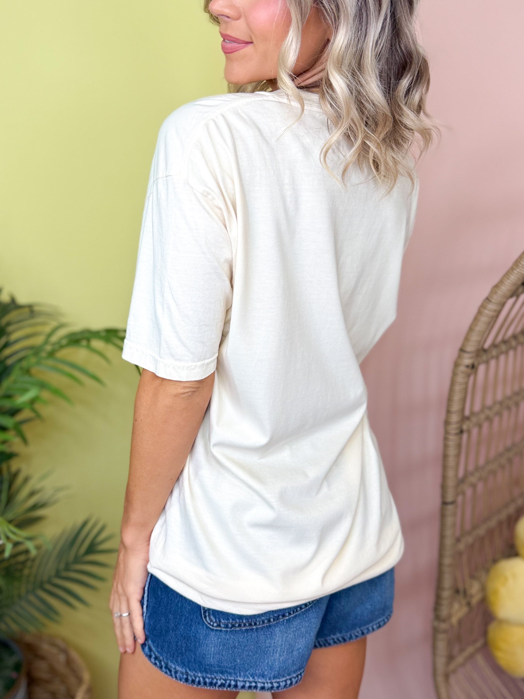 Beach Patchwork Vibes Graphic Tee-130 Graphic Tees-Heathered Boho-Heathered Boho Boutique, Women's Fashion and Accessories in Palmetto, FL