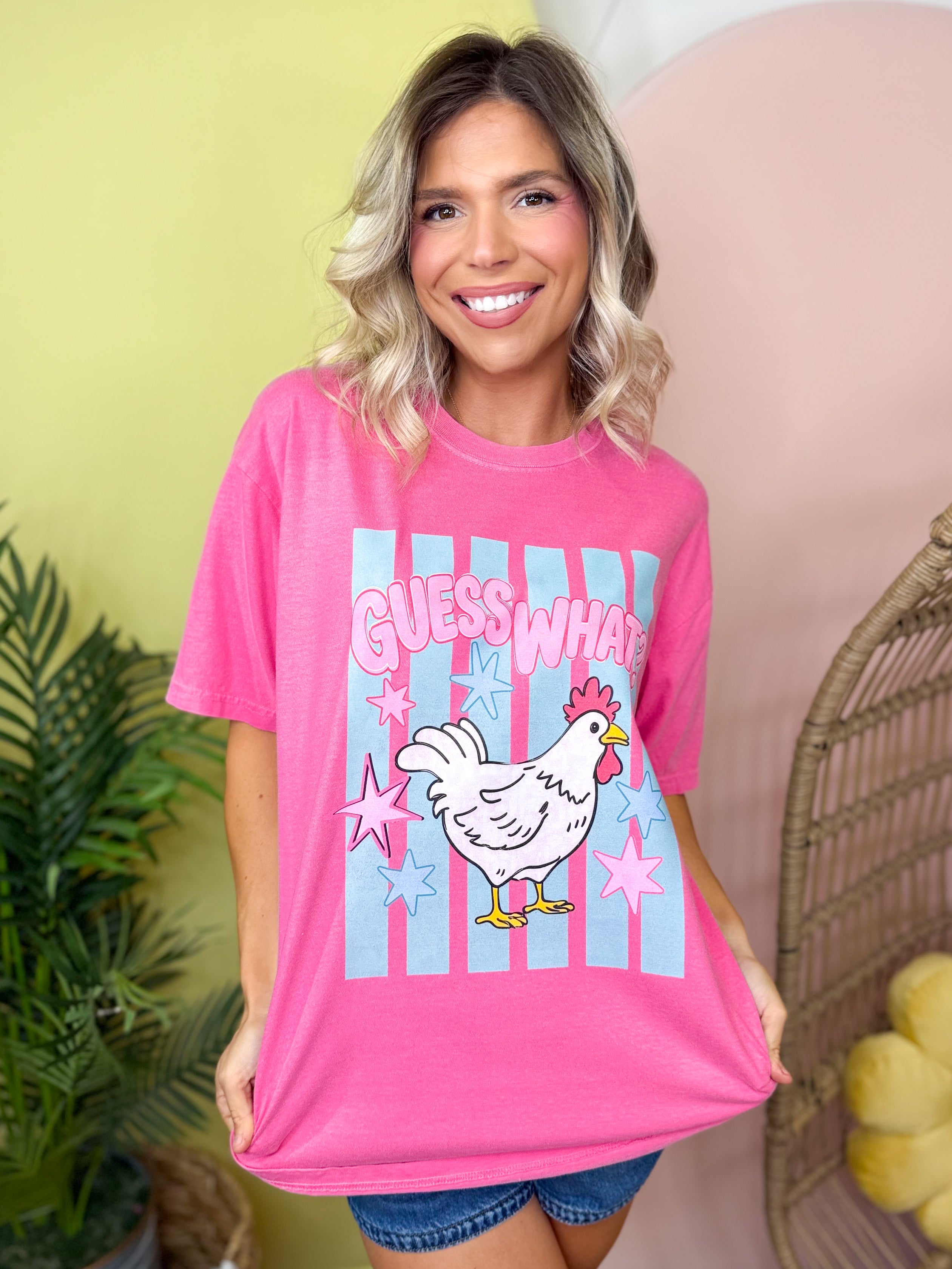 Guess What Graphic Tee-130 Graphic Tees-Heathered Boho-Heathered Boho Boutique, Women's Fashion and Accessories in Palmetto, FL