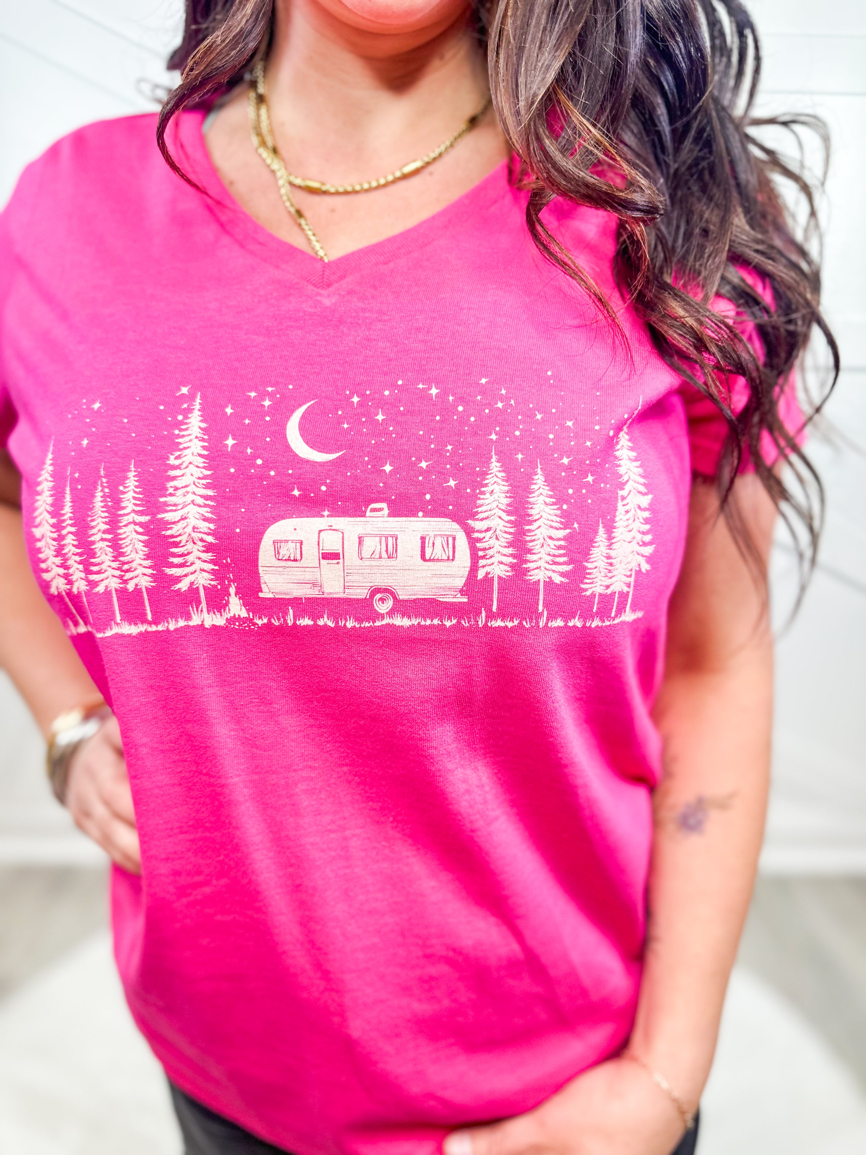 Camping Life Graphic Tee-130 Graphic Tees-Heathered Boho-Heathered Boho Boutique, Women's Fashion and Accessories in Palmetto, FL