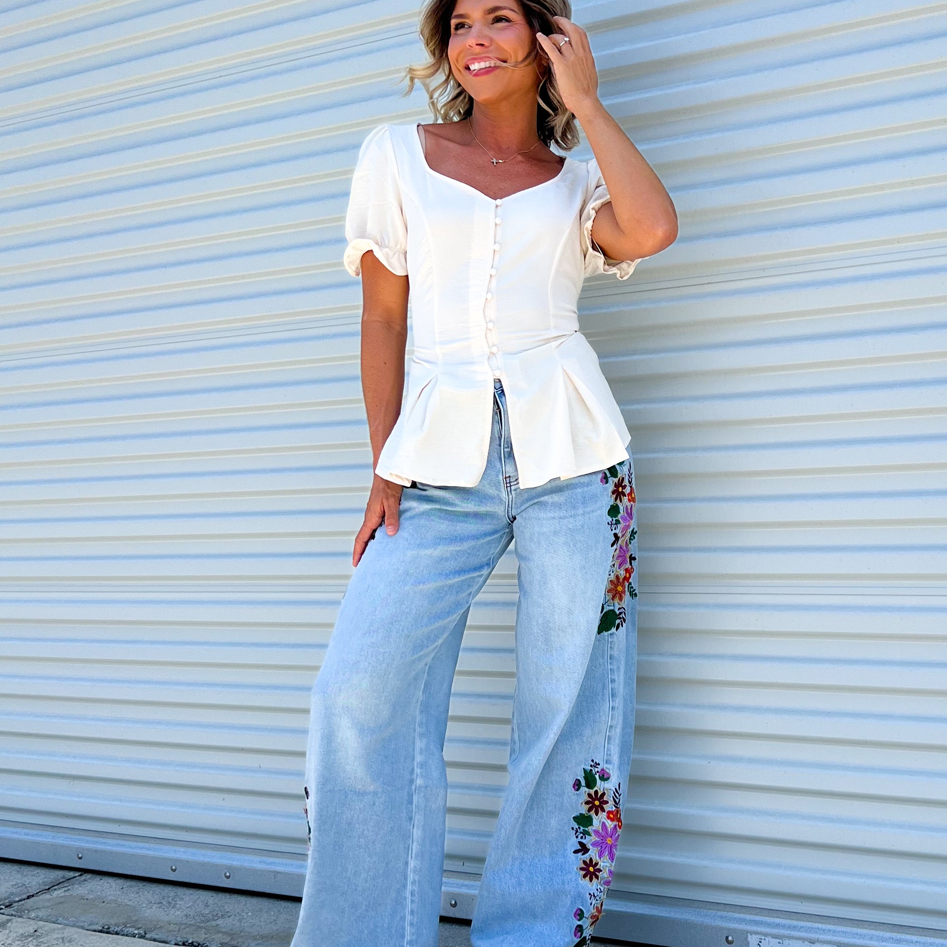 Silken Grace Peplum Blouse-110 SHORT SLEEVE TOP-STITCH & CO-Heathered Boho Boutique, Women's Fashion and Accessories in Palmetto, FL