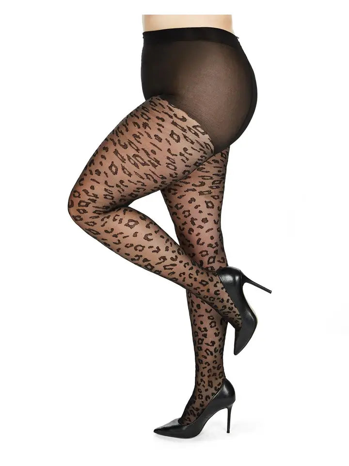 Memoi Leopard Print Sheer Tights-140 BODYSUITS/INTIMATES-MeMoi-Heathered Boho Boutique, Women's Fashion and Accessories in Palmetto, FL
