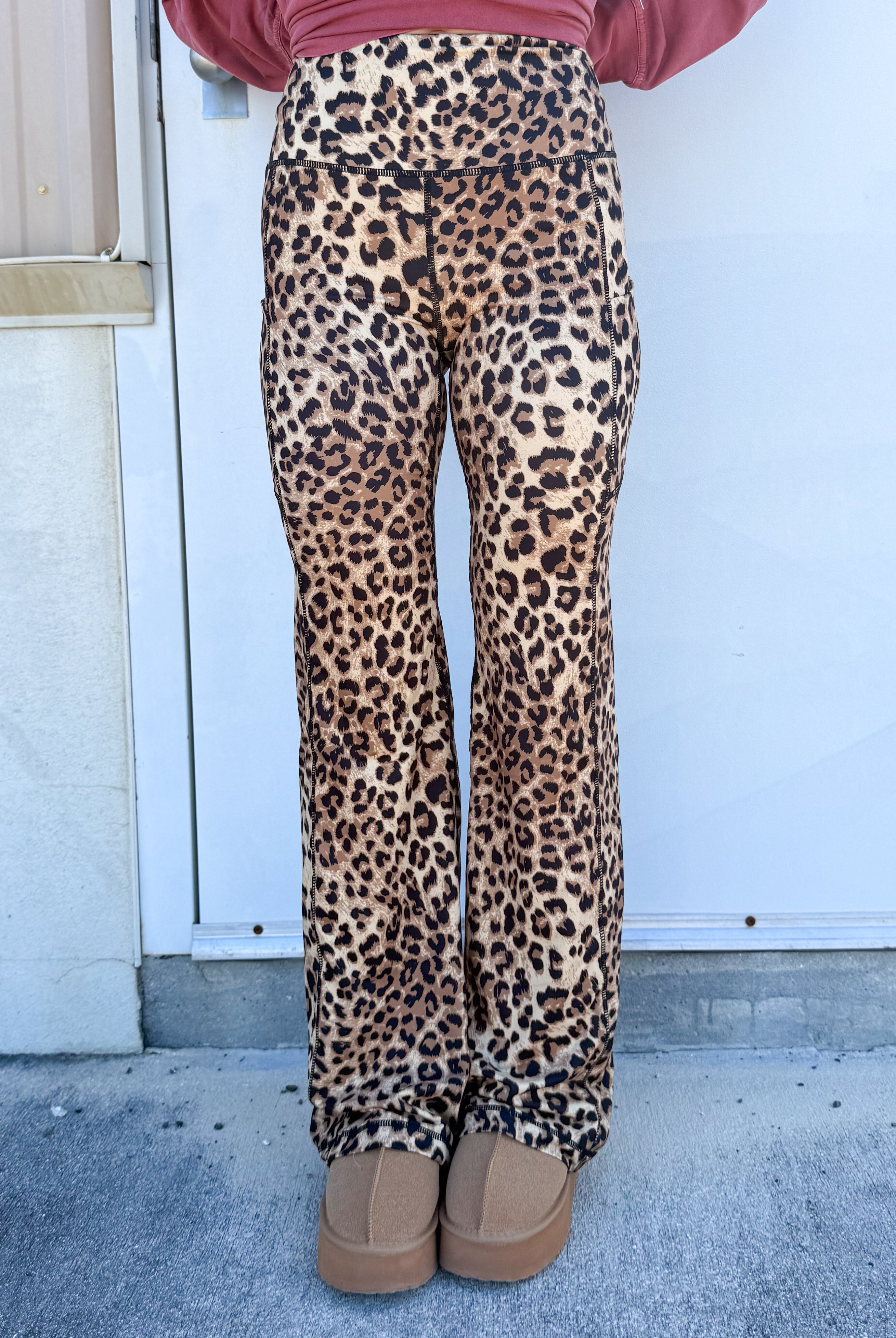 Wild Woman Flared Leggings-180 LEGGINGS-RAE MODE-Heathered Boho Boutique, Women's Fashion and Accessories in Palmetto, FL