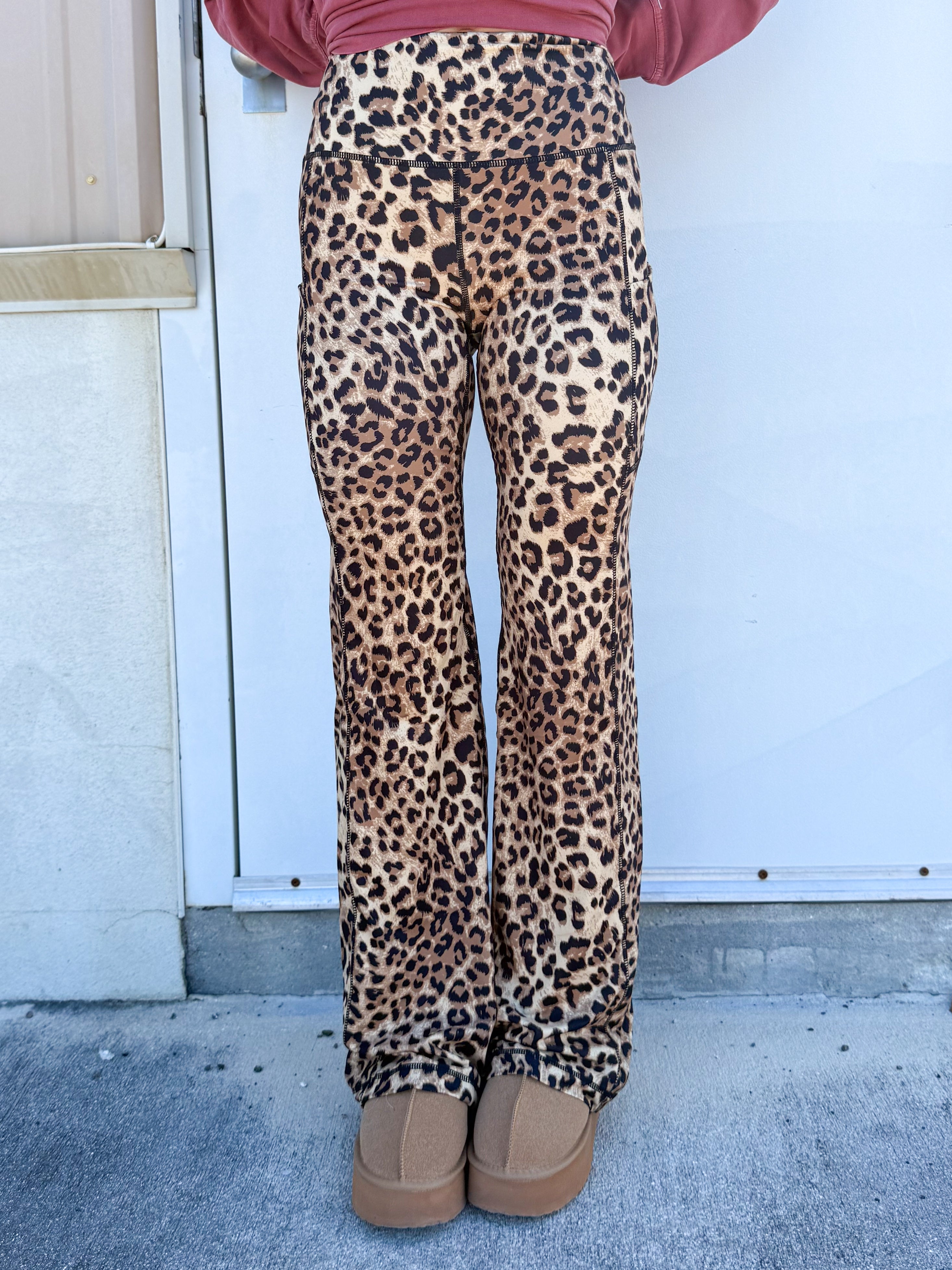 Wild Woman Flared Leggings-180 LEGGINGS-RAE MODE-Heathered Boho Boutique, Women's Fashion and Accessories in Palmetto, FL